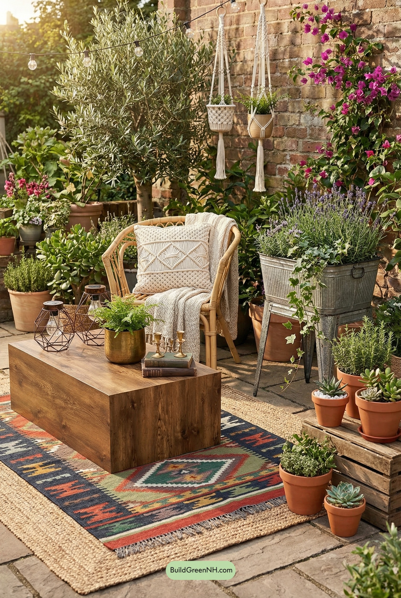 Boho Patio Nook in Pots and Petals