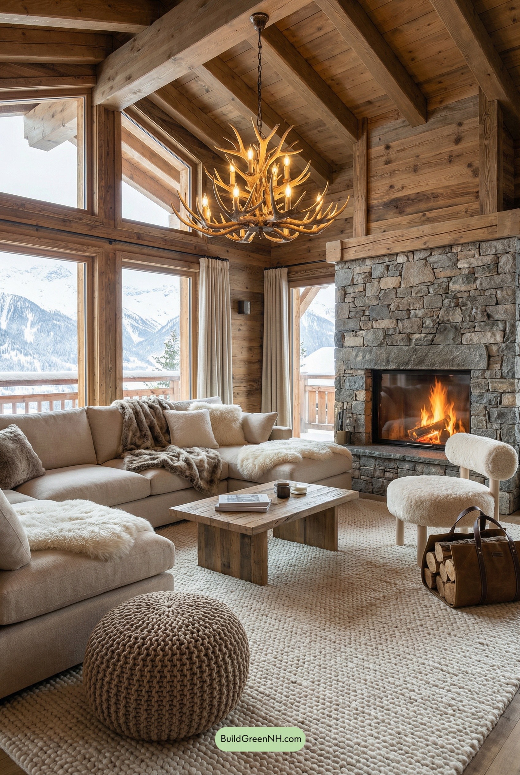 Antler Chandelier, Cloud-Soft Ski-Lodge Lounge