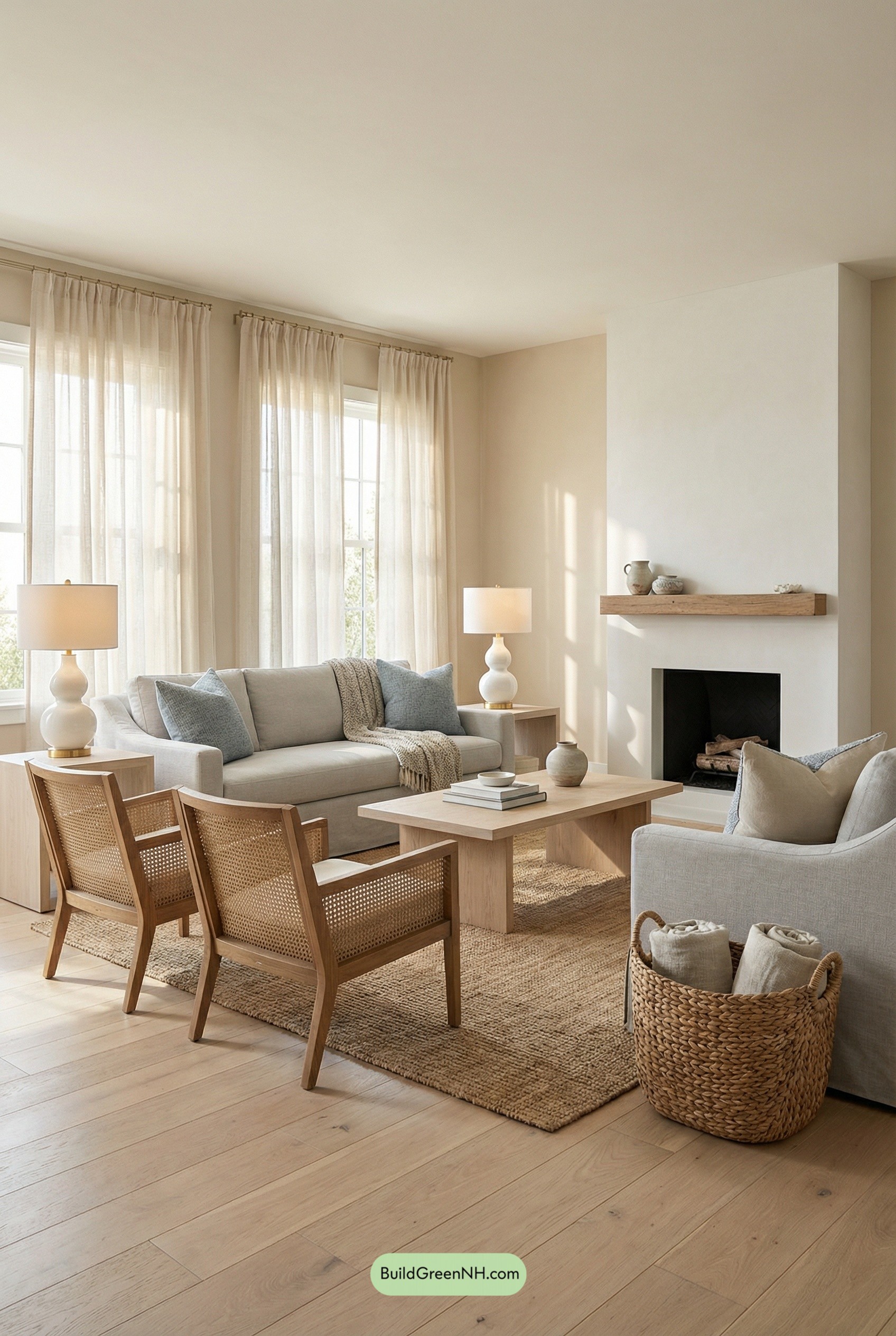 Coastal-Calm Luxury, Fireplace-First Comfort