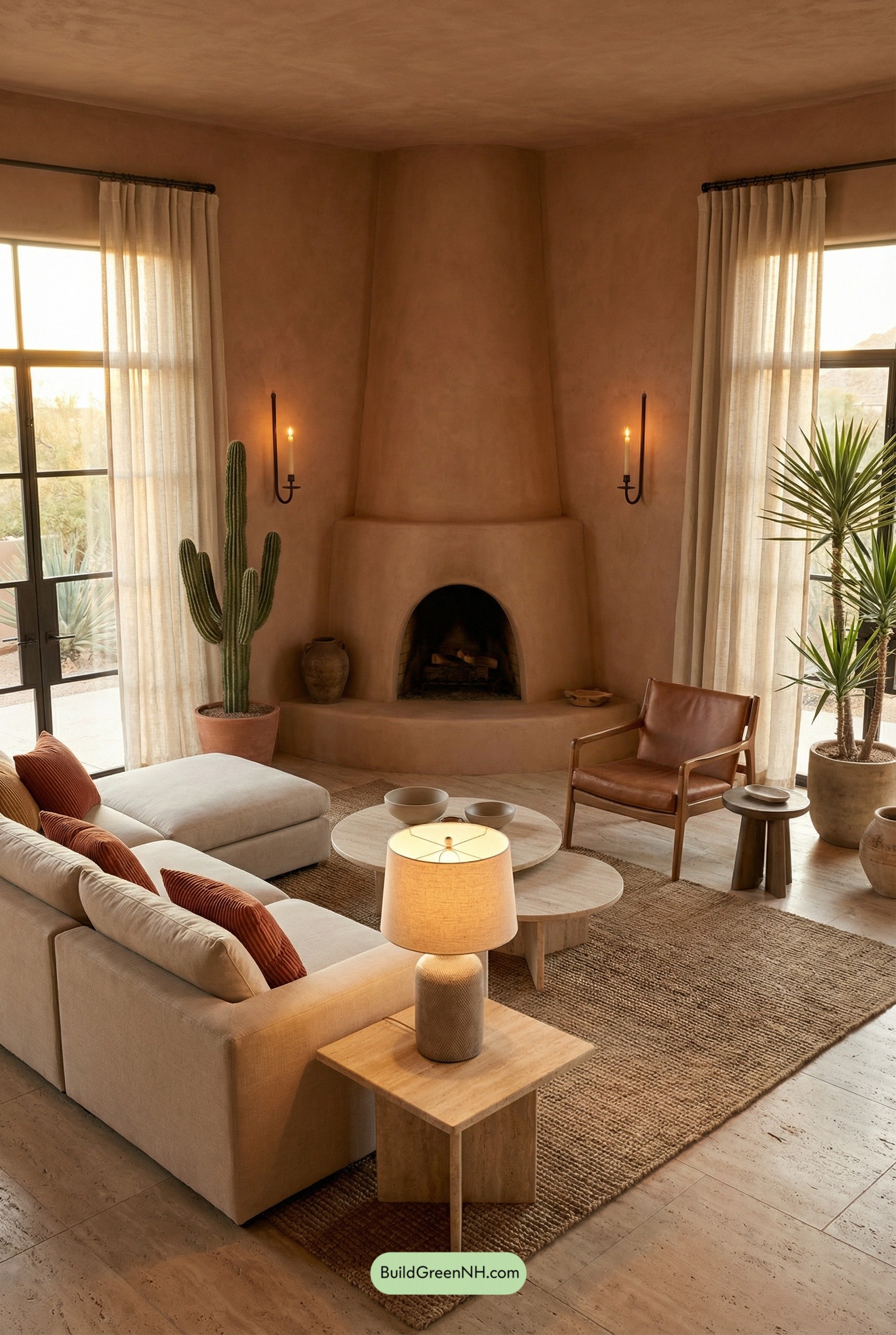 Kiva Fireplace Calm, Desert-Modern Cozy