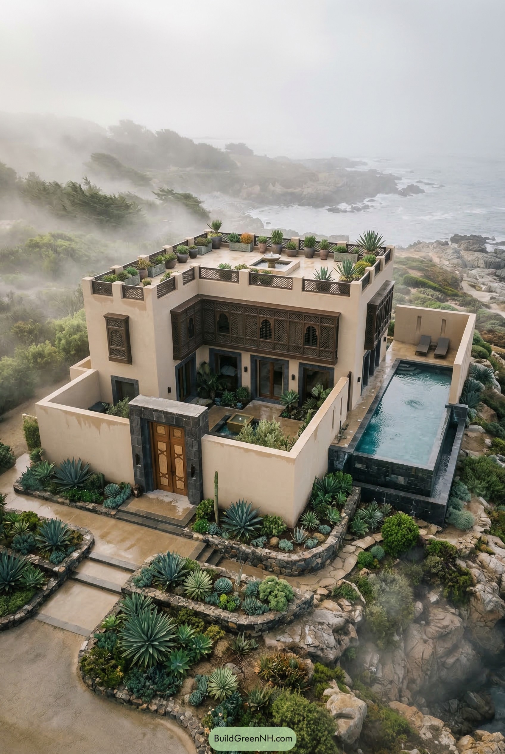 Coastal Arabic villa with rooftop terrace and pool