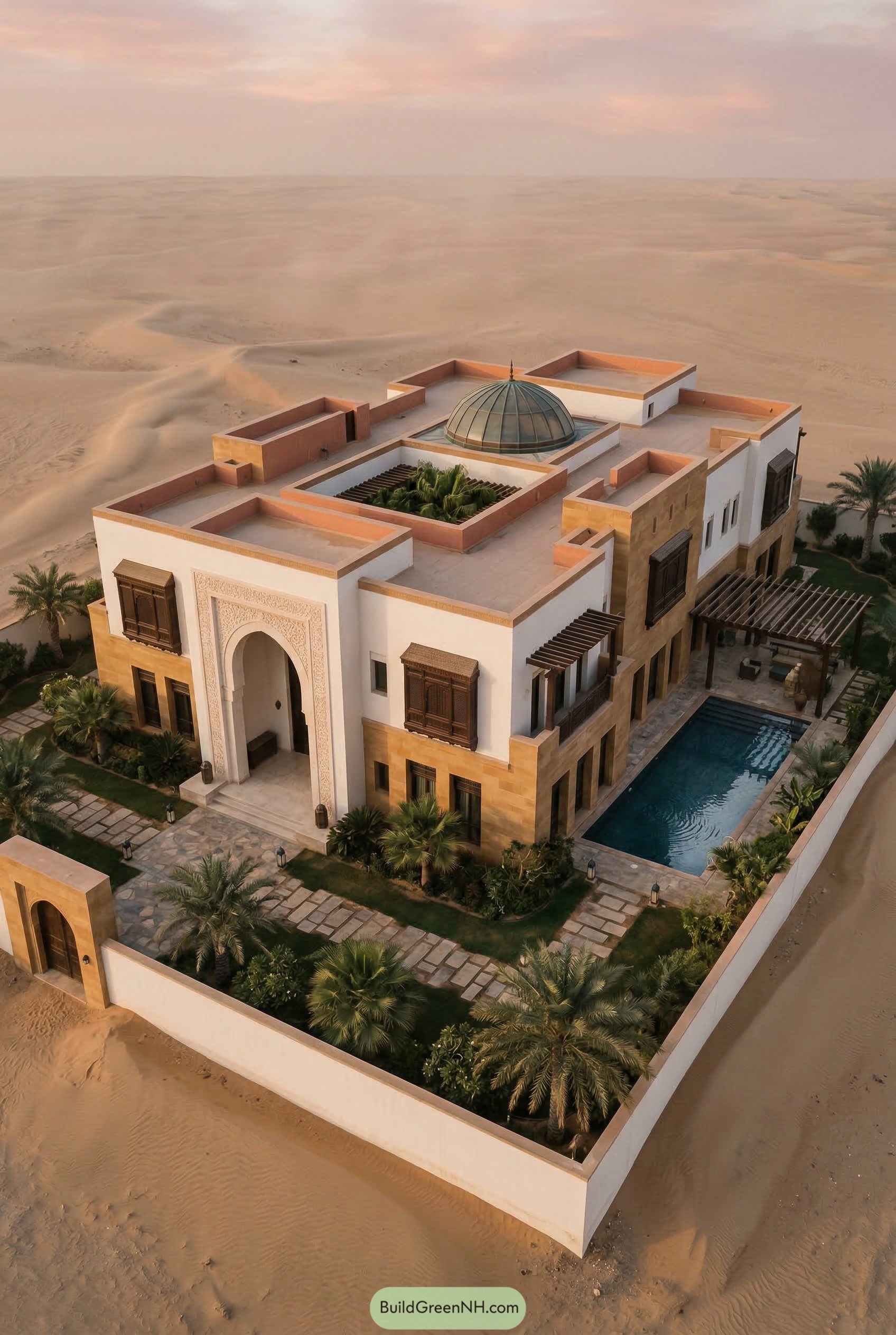 Desert villa with dome courtyard and pool