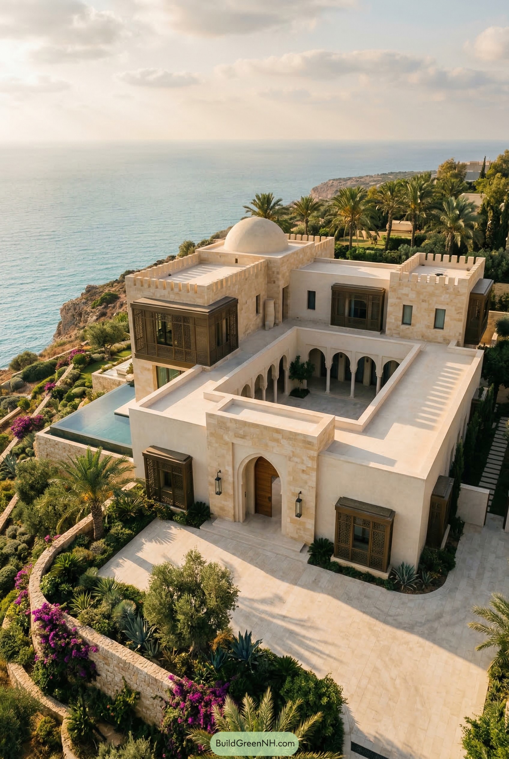 Seaside Arabic villa with courtyard and dome