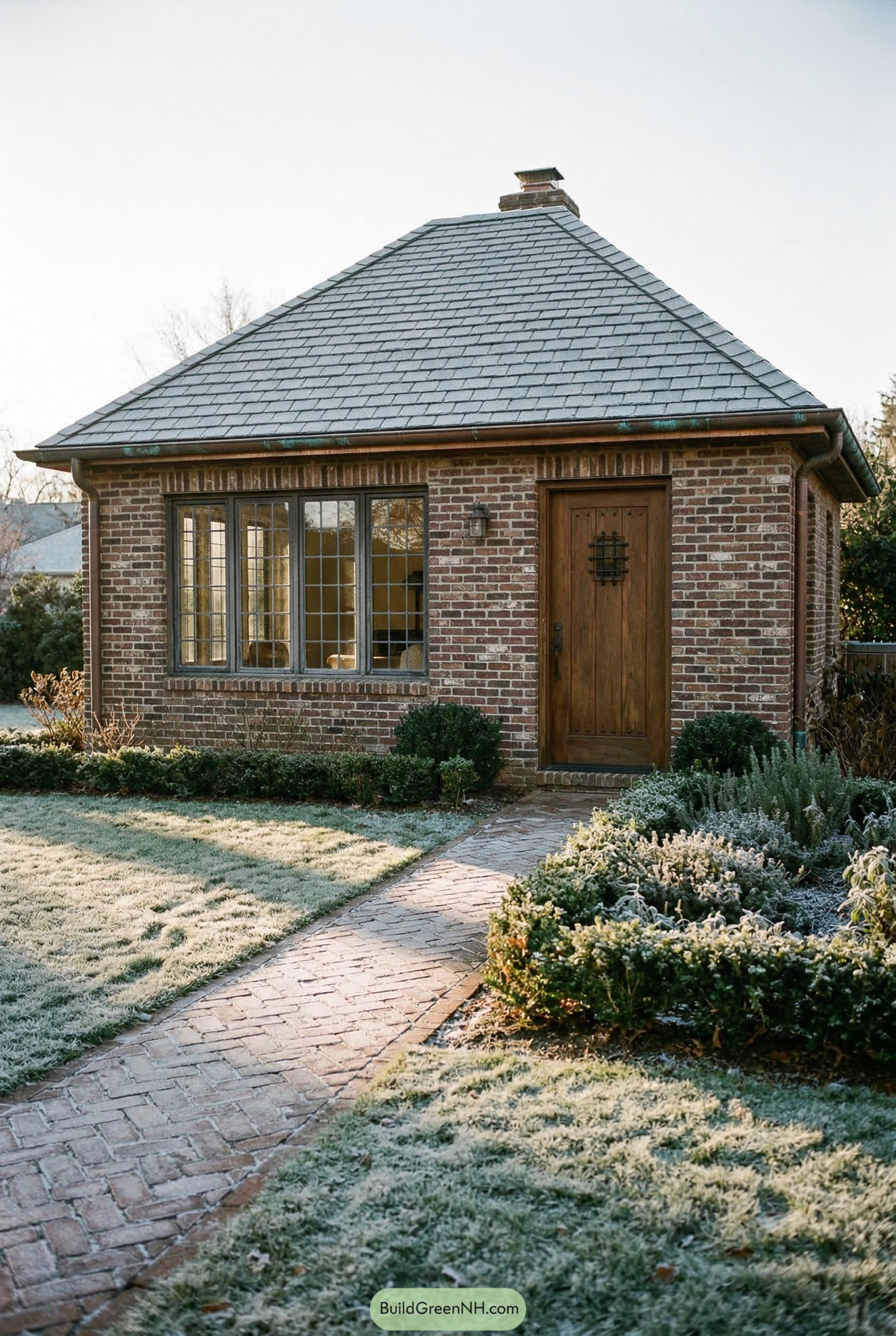 Small brick guest house with slate roof