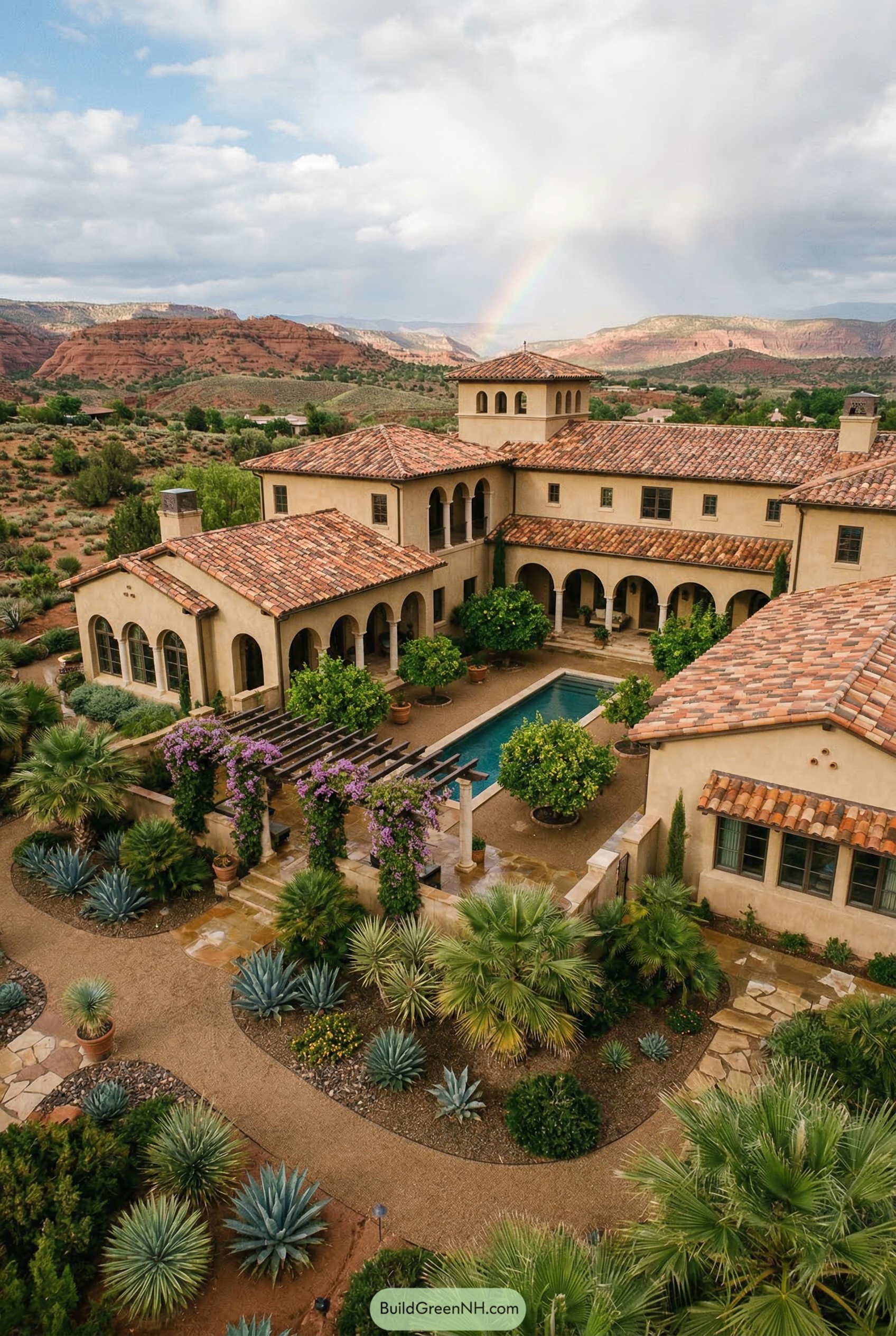 Mediterranean courtyard villa with desert pool