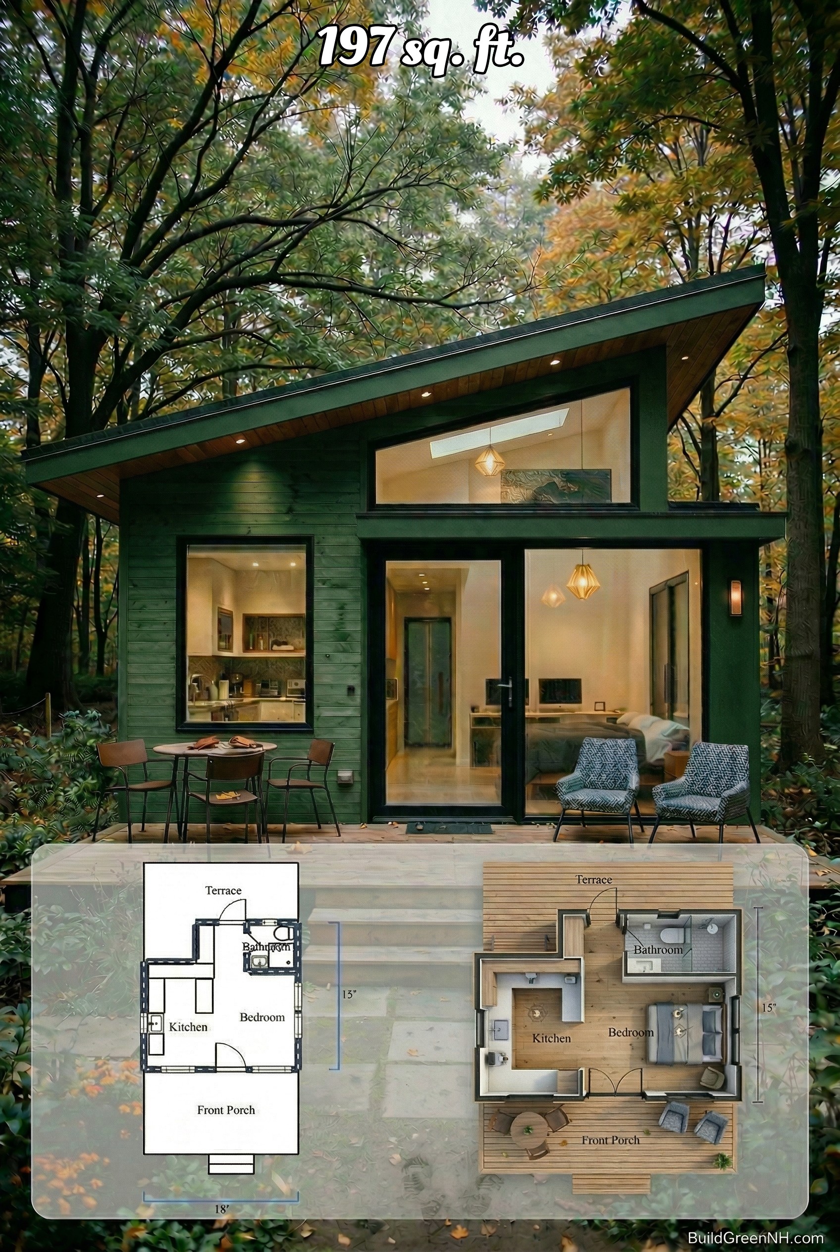 house siding all forest green color
