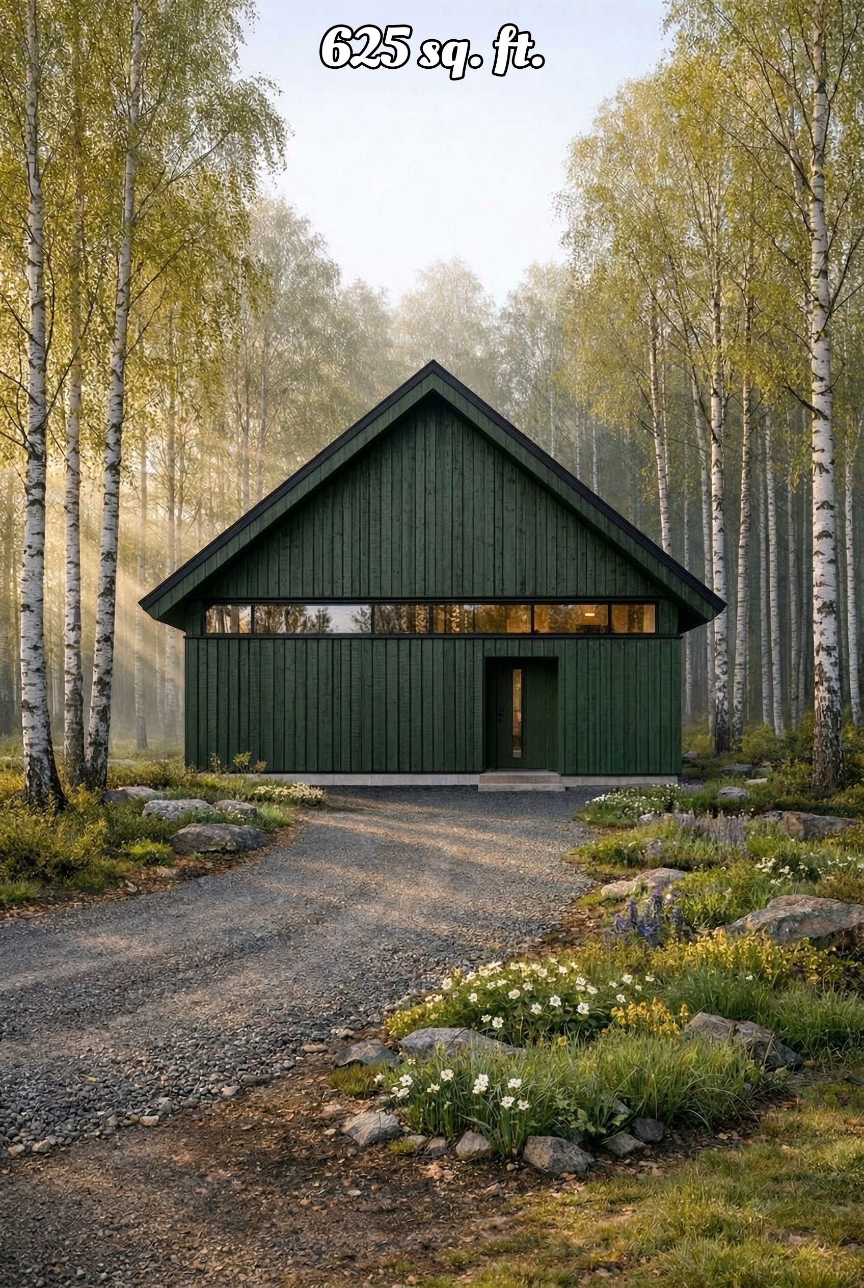 house siding forest green color, no firewood shed, no addition