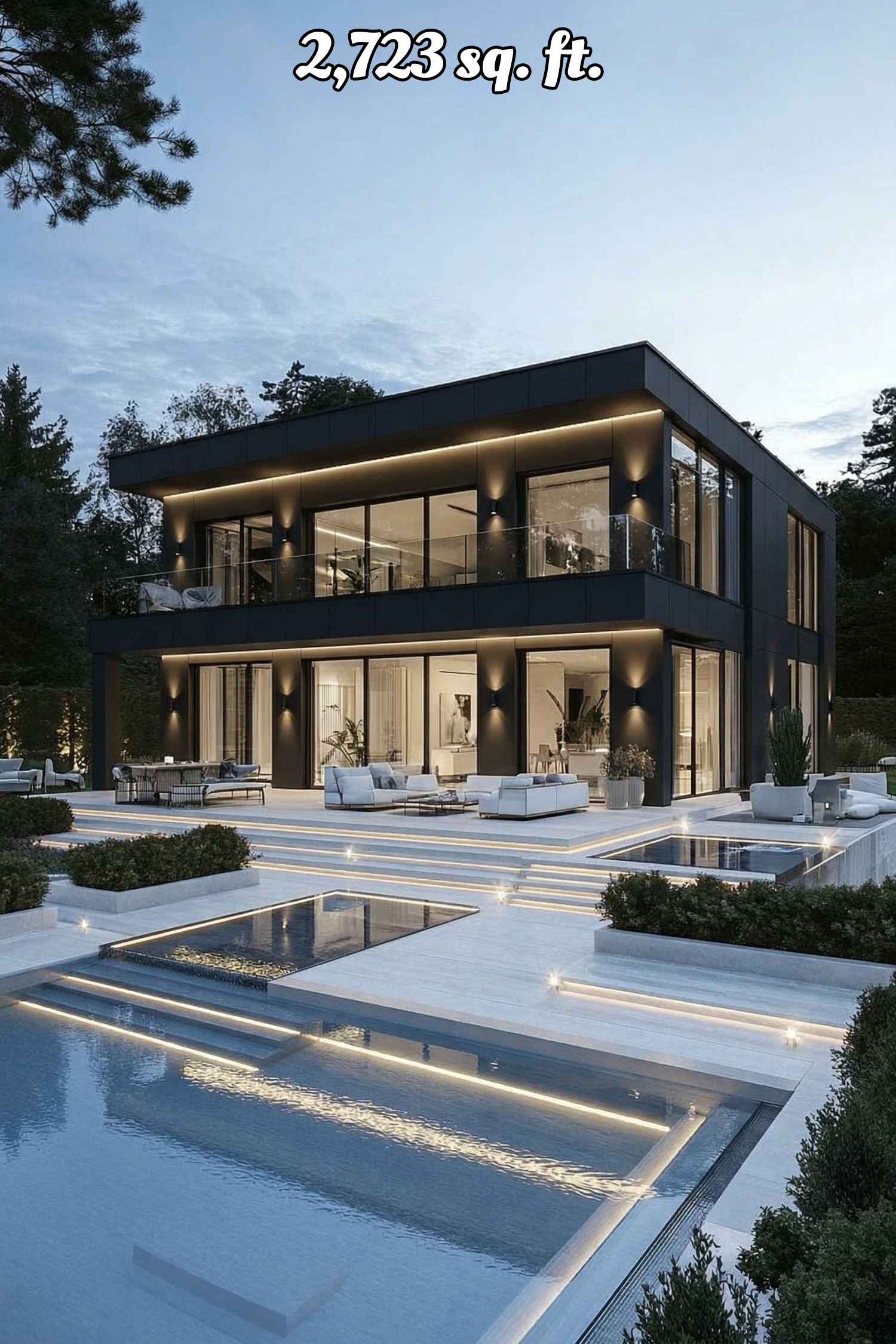 house siding black with LED lighting