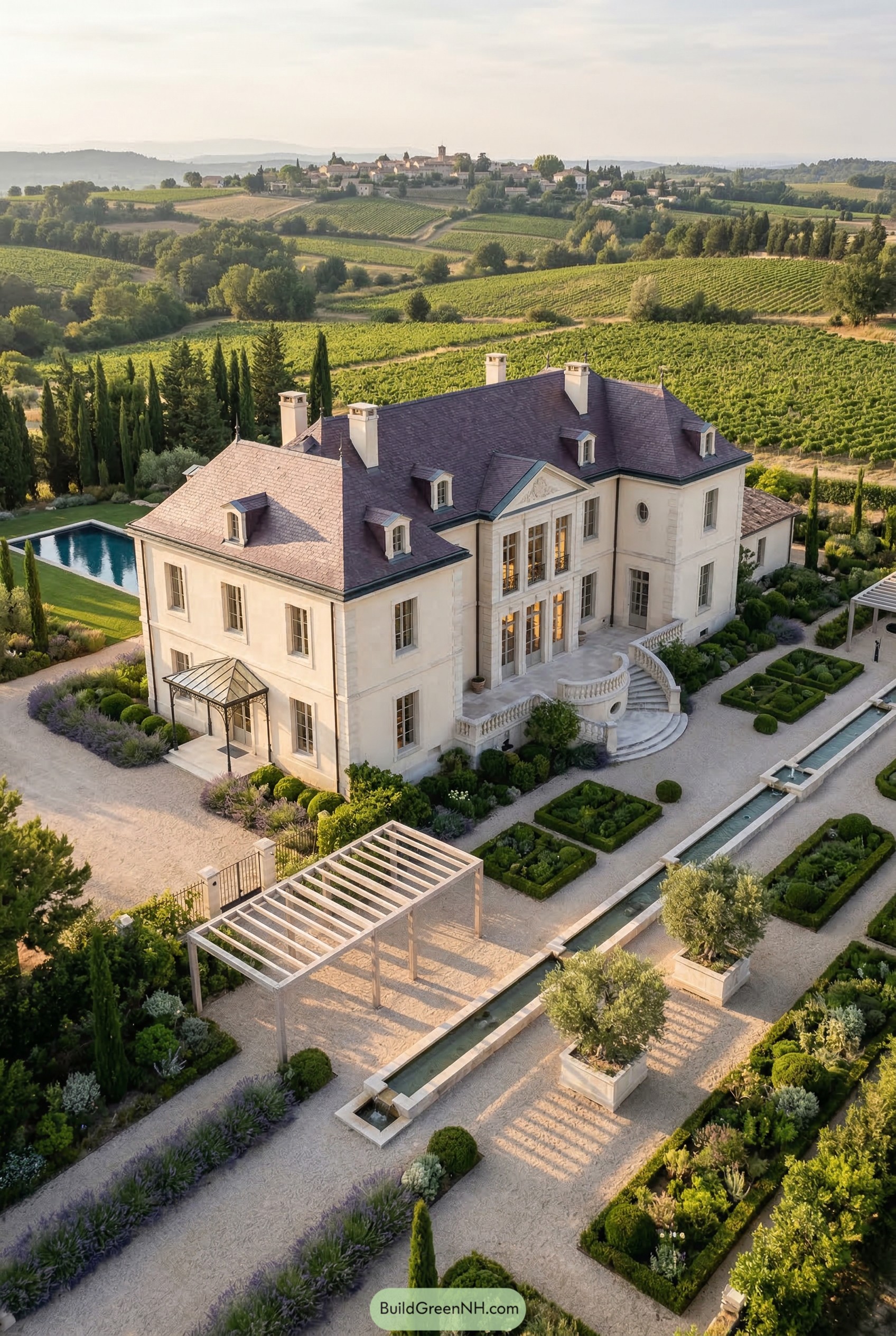 French manor with parterre gardens in vineyards