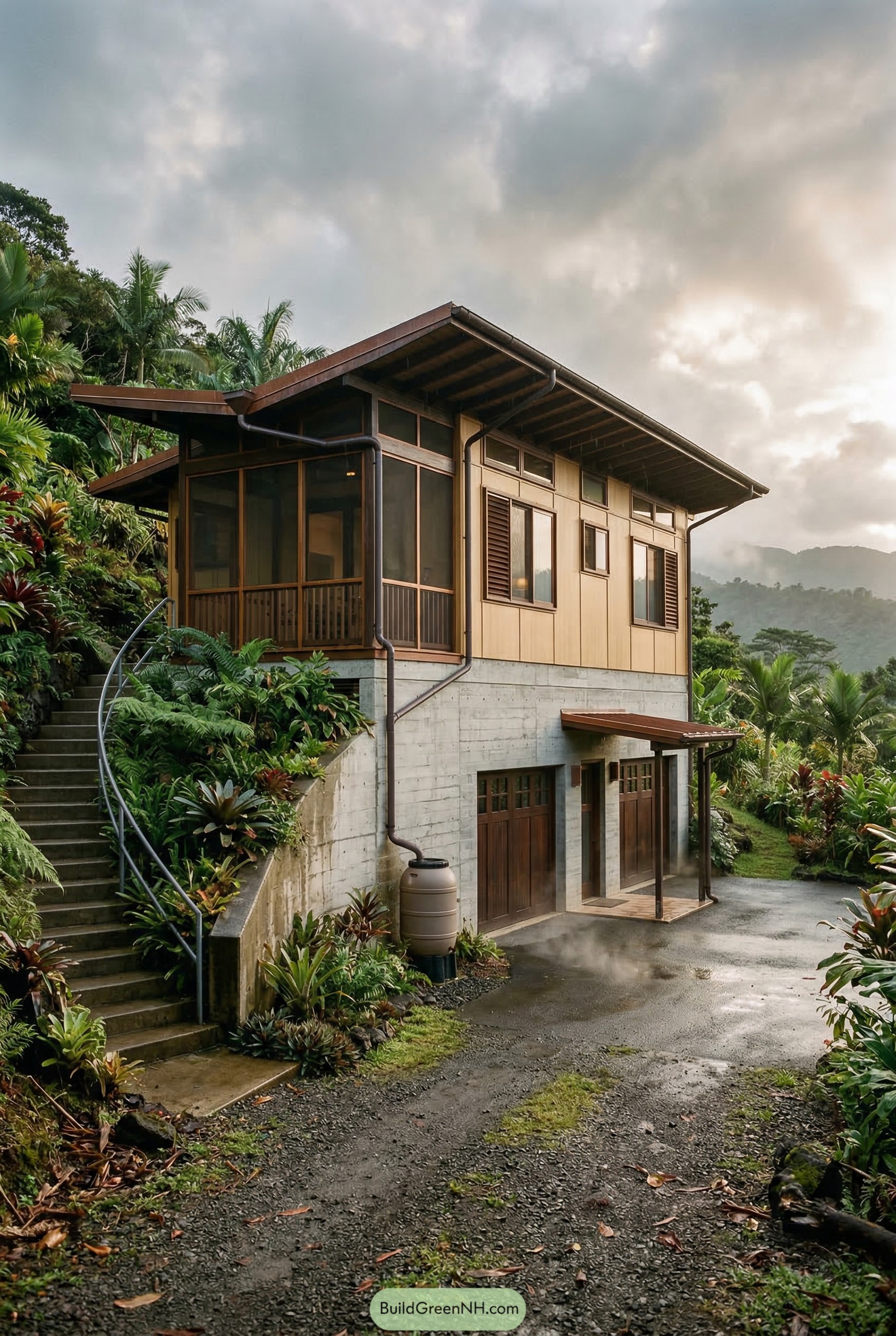 Hillside garage apartment with screened porch