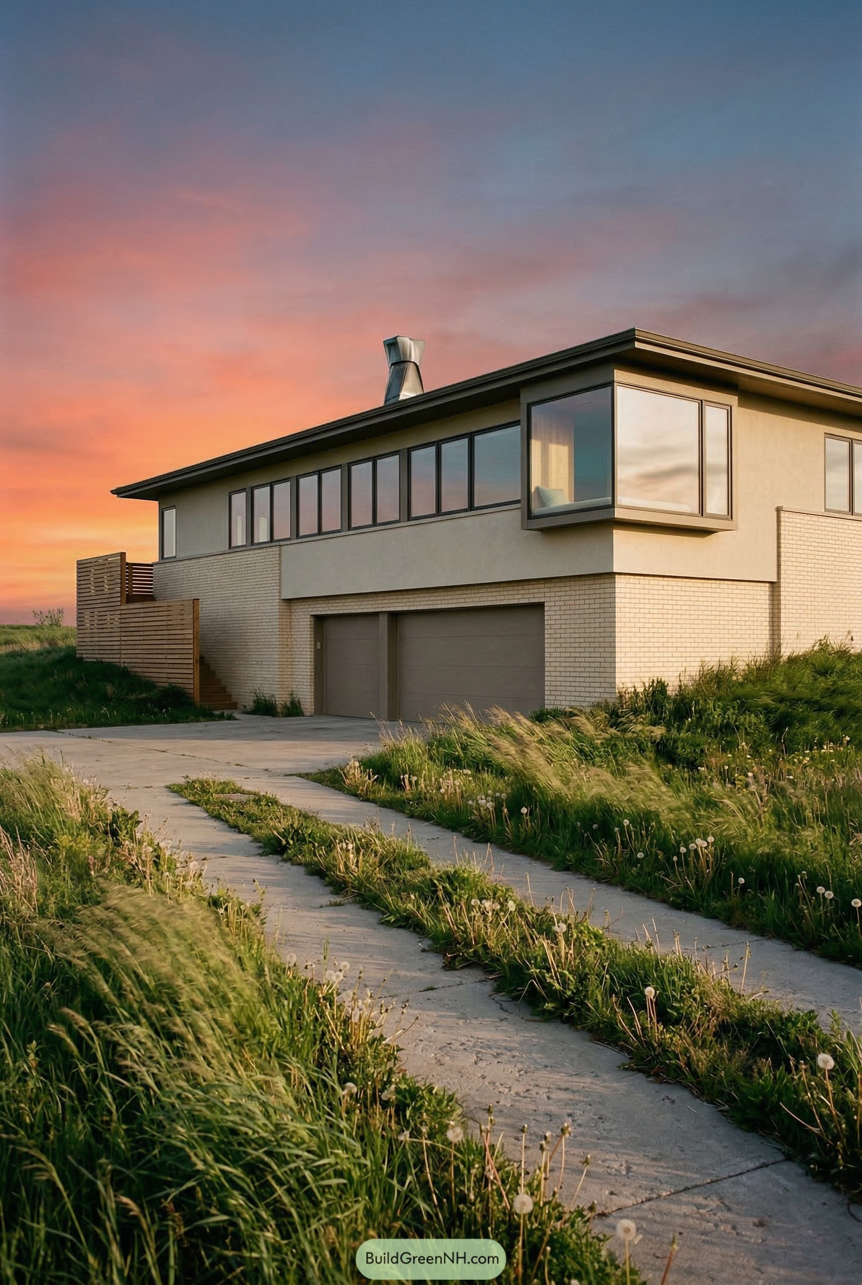 Modern two car garage with upper loft