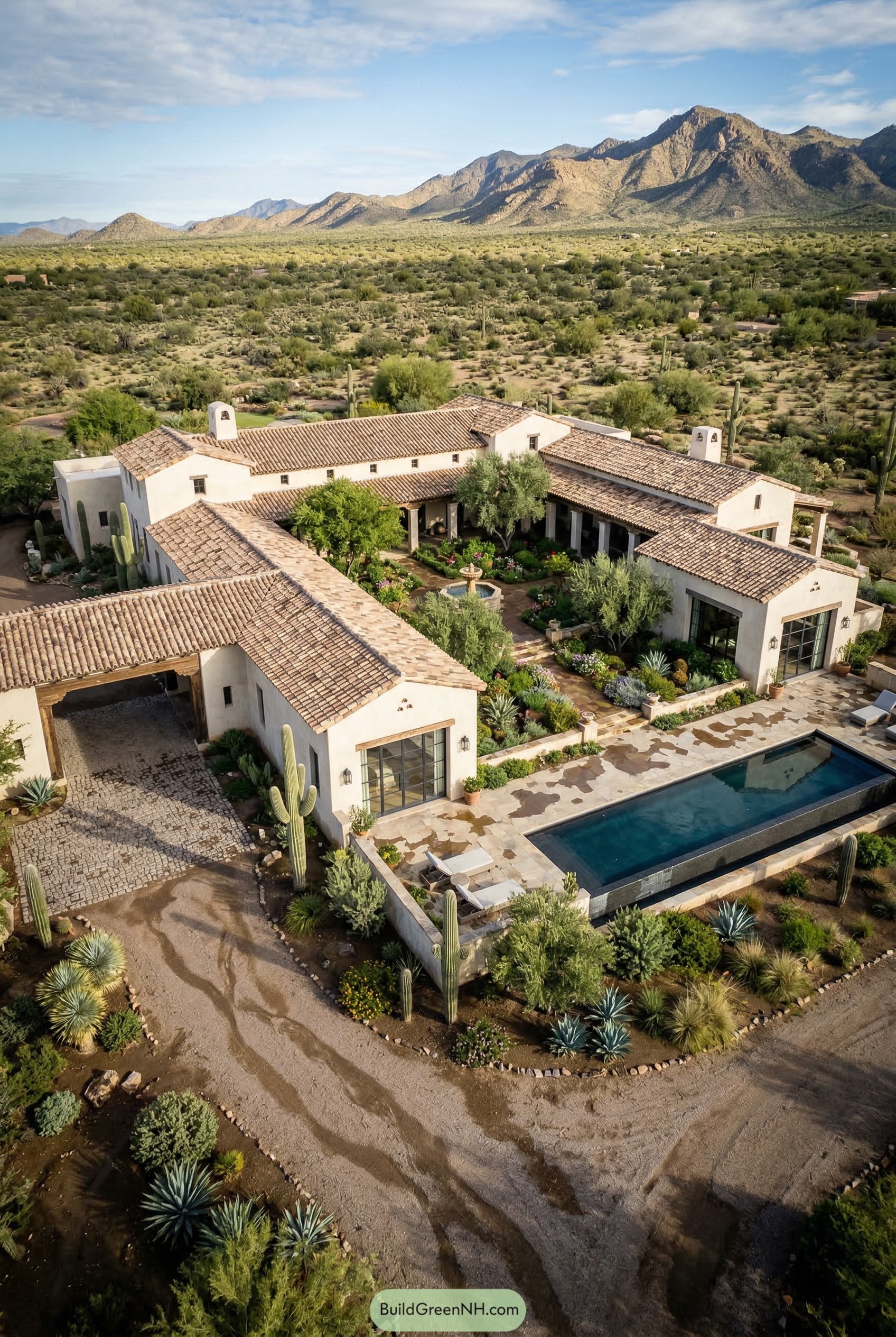 Desert hacienda with courtyard garden and pool