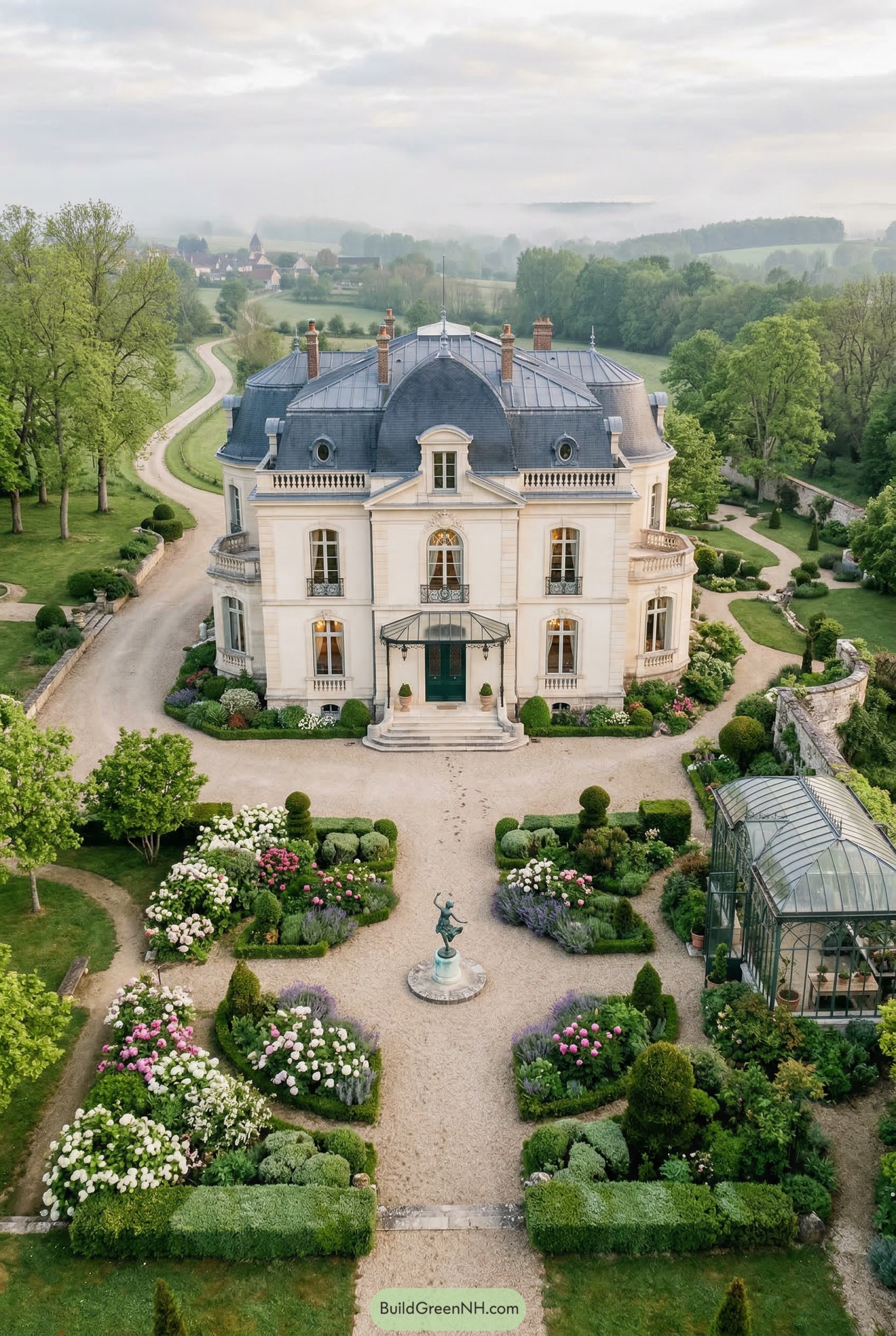 French style mansion with formal garden