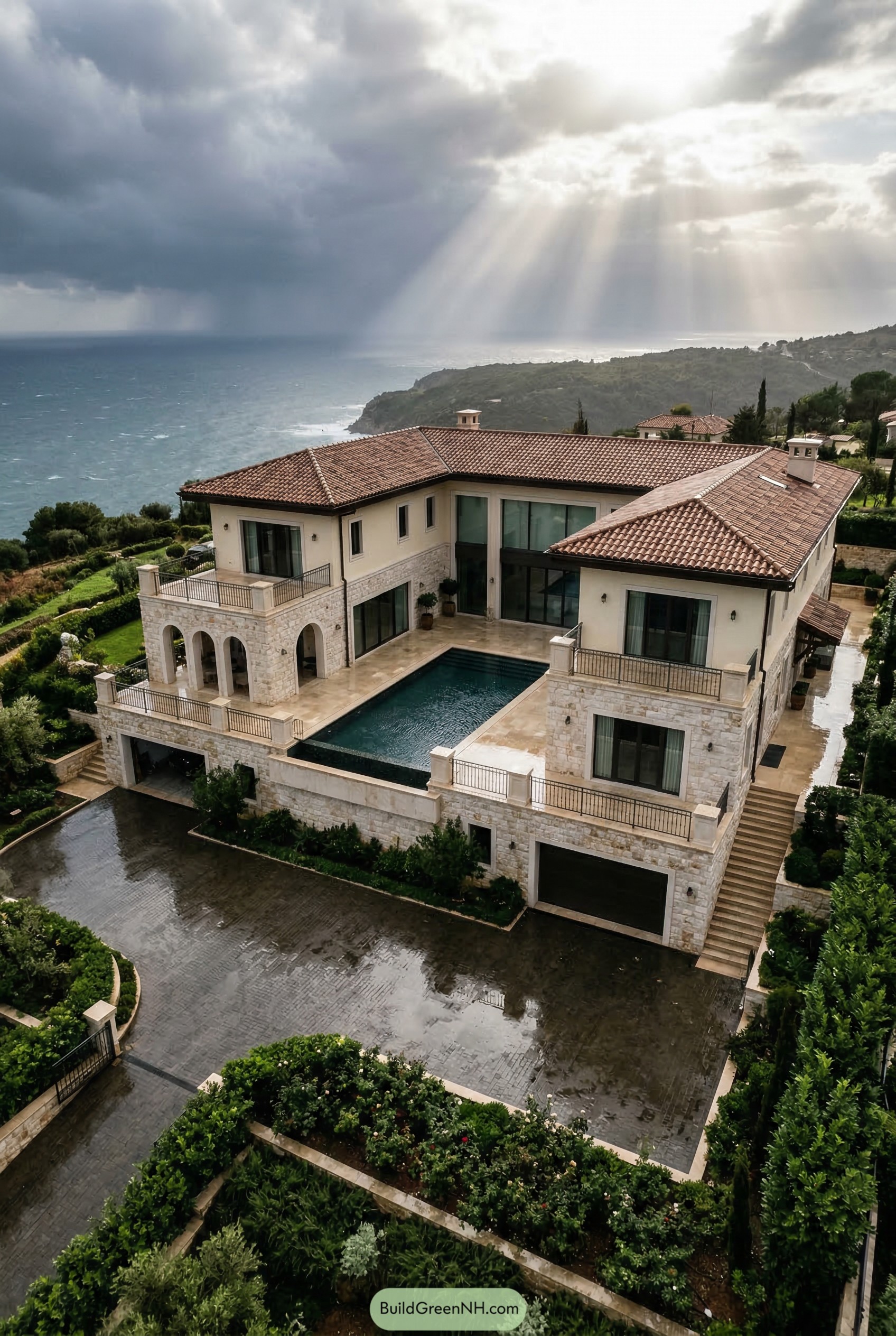 Mediterranean mansion with pool and sea view