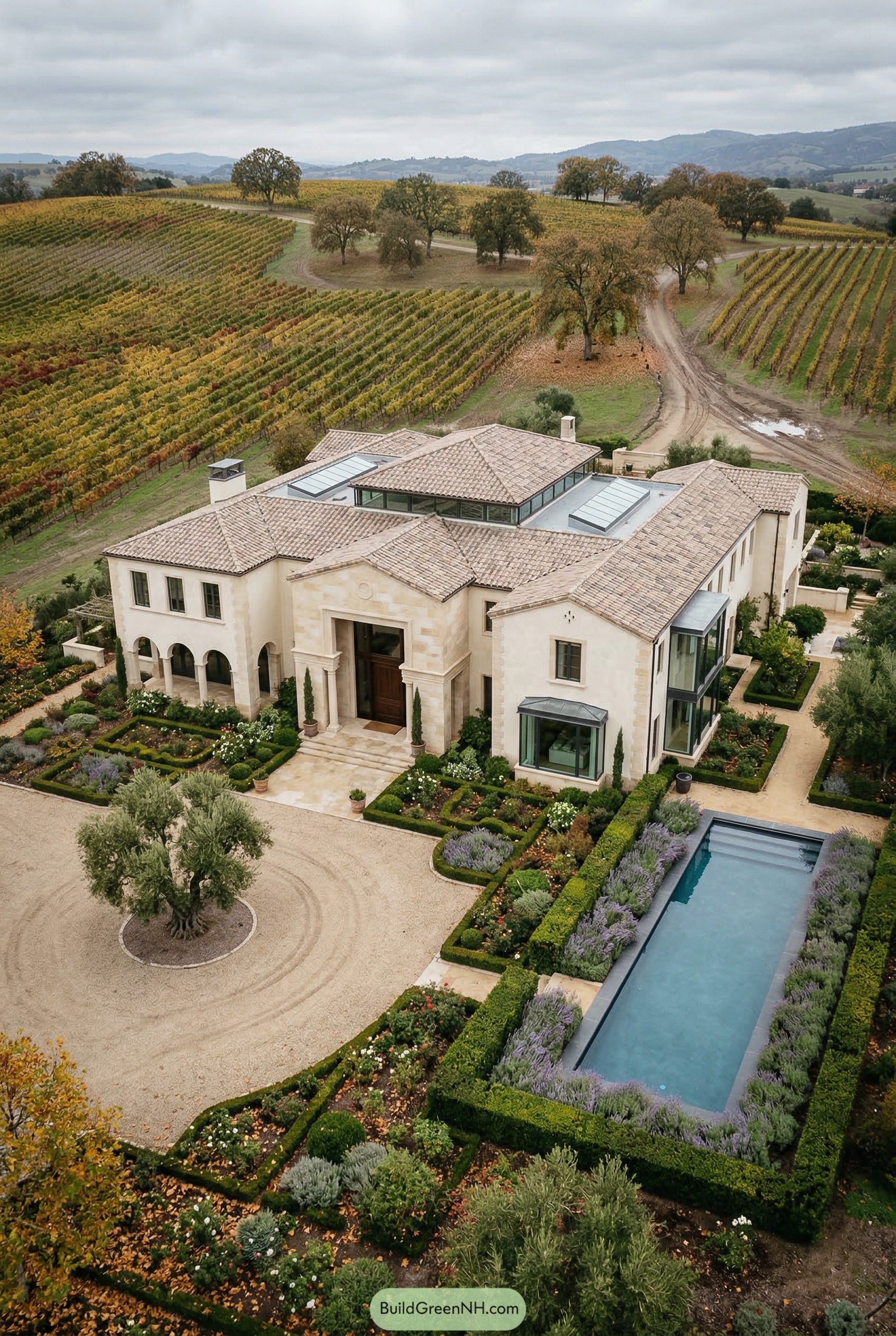 Vineyard manor with formal gardens and lap pool