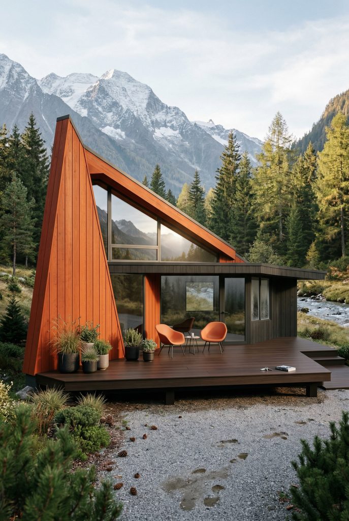 mid-century modern cabin