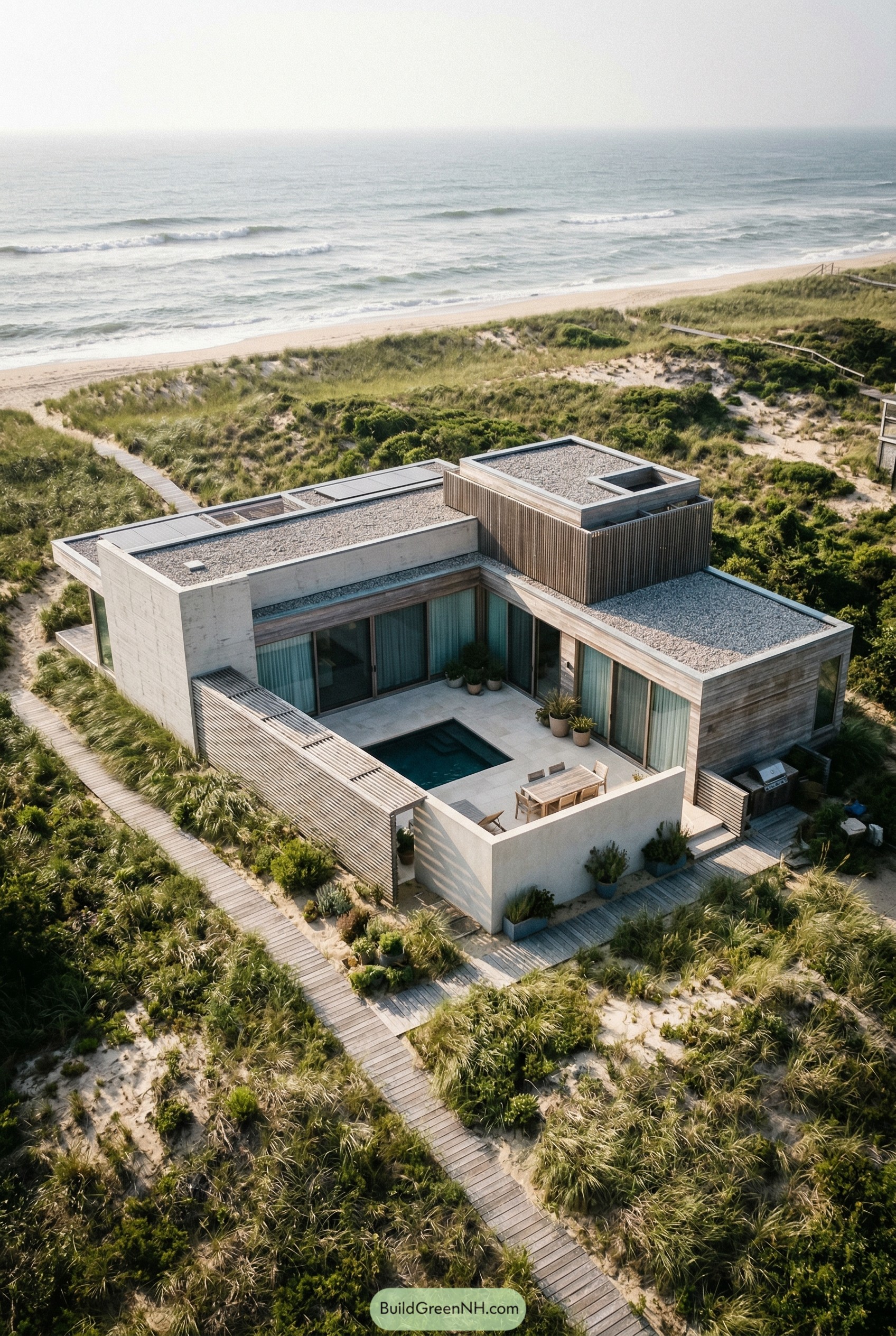 Modern dune house with courtyard pool