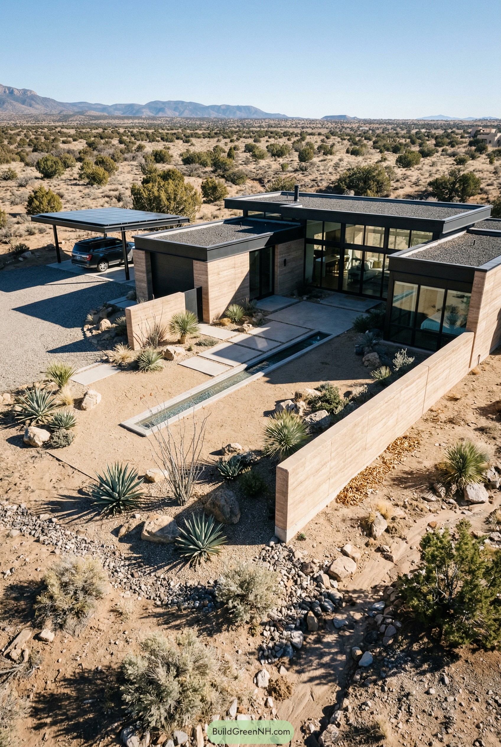 Modern desert home with walled courtyard