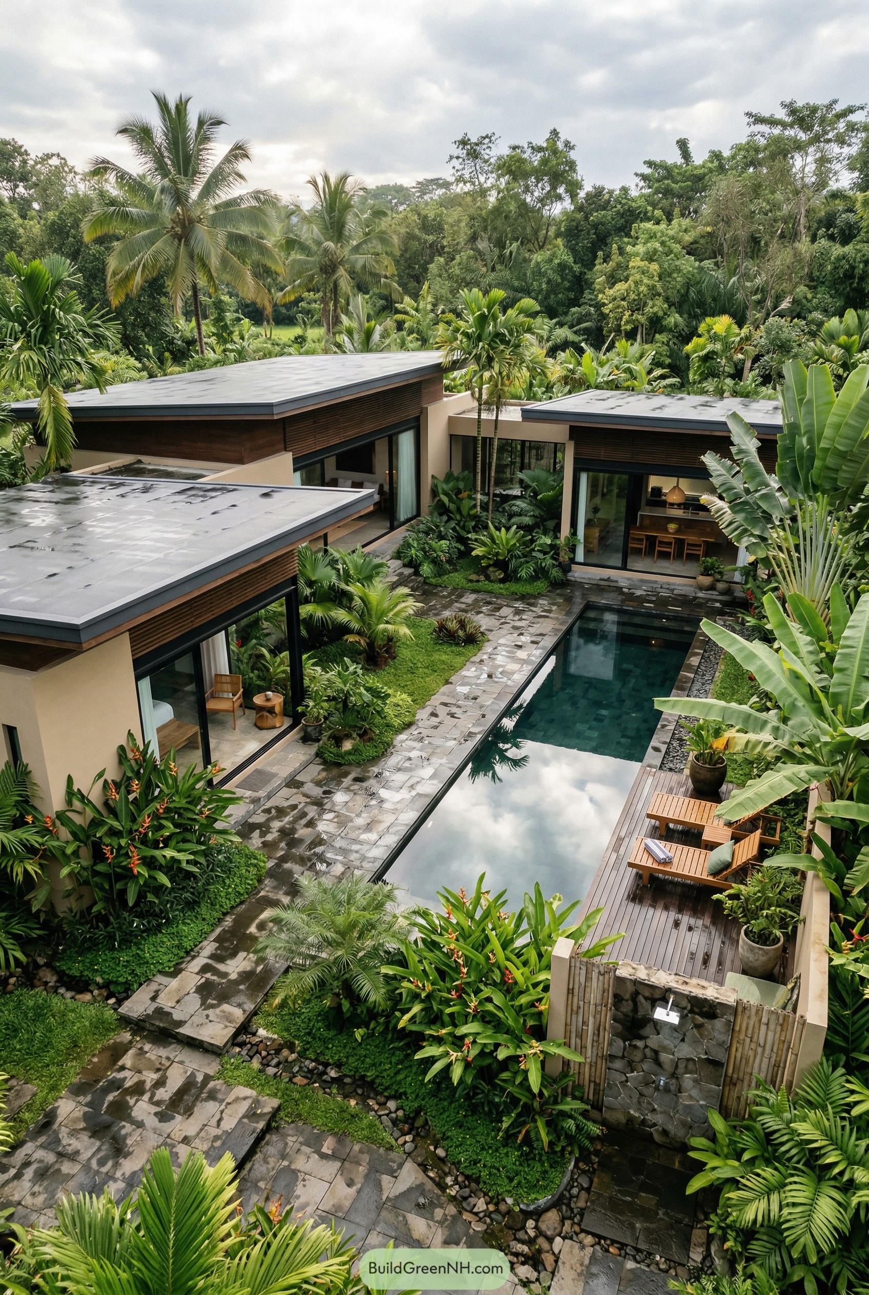 Tropical villa with courtyard lap pool