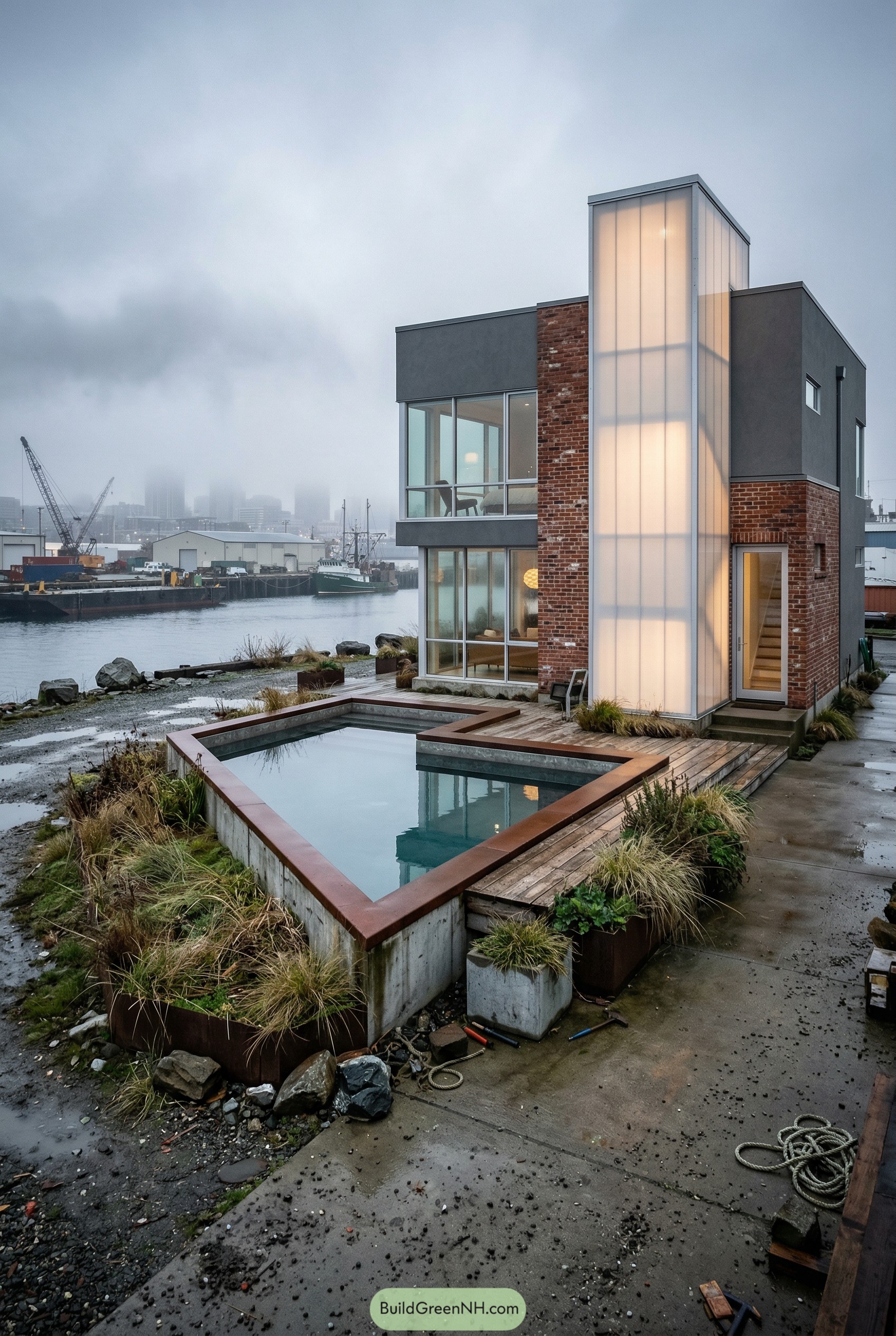Waterfront brick loft with plunge pool