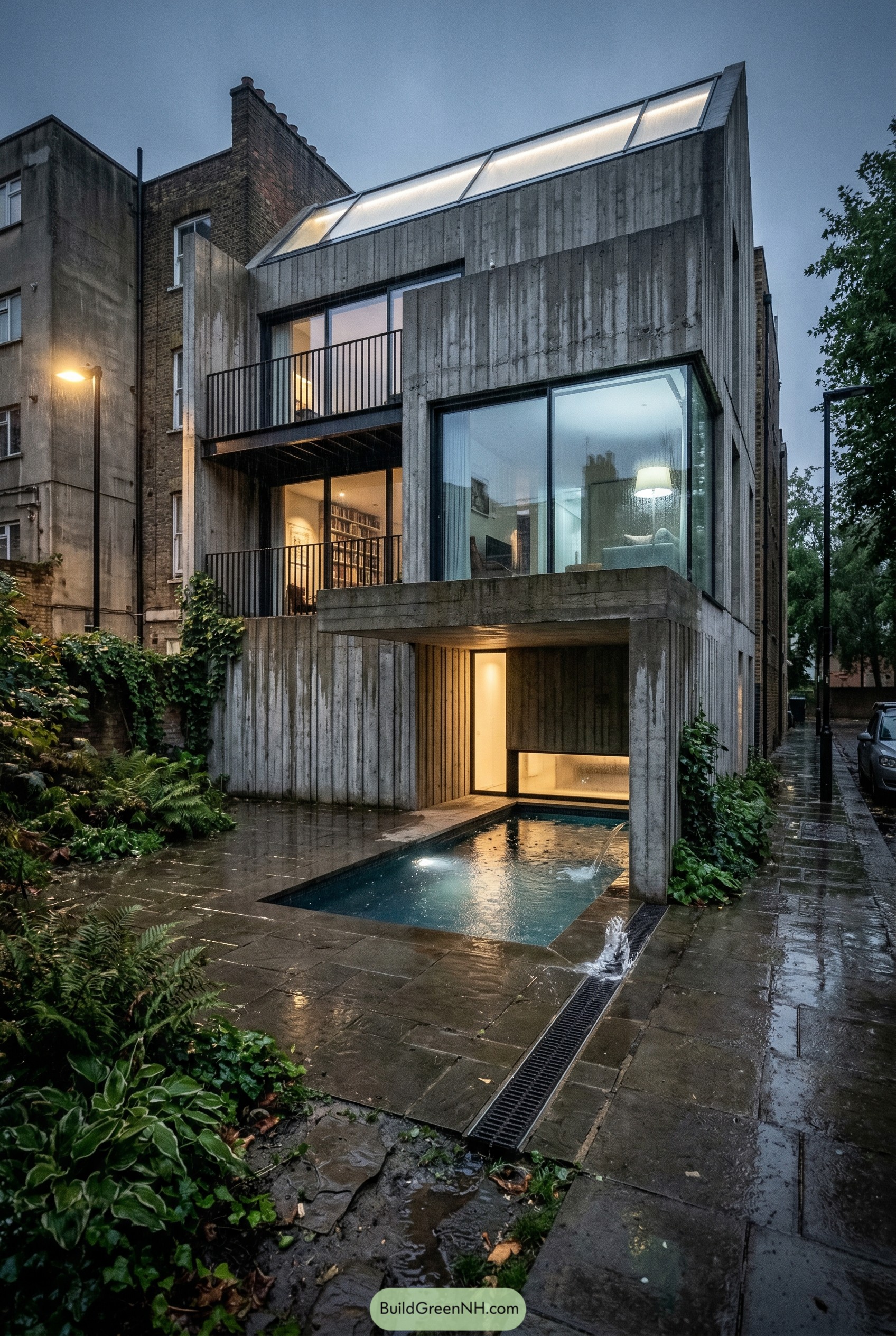 Concrete townhouse with a courtyard plunge pool