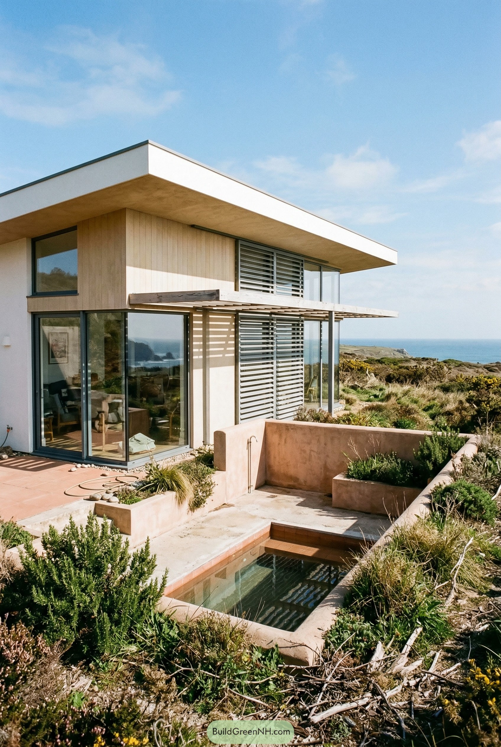 Modern coastal home with sunken plunge pool