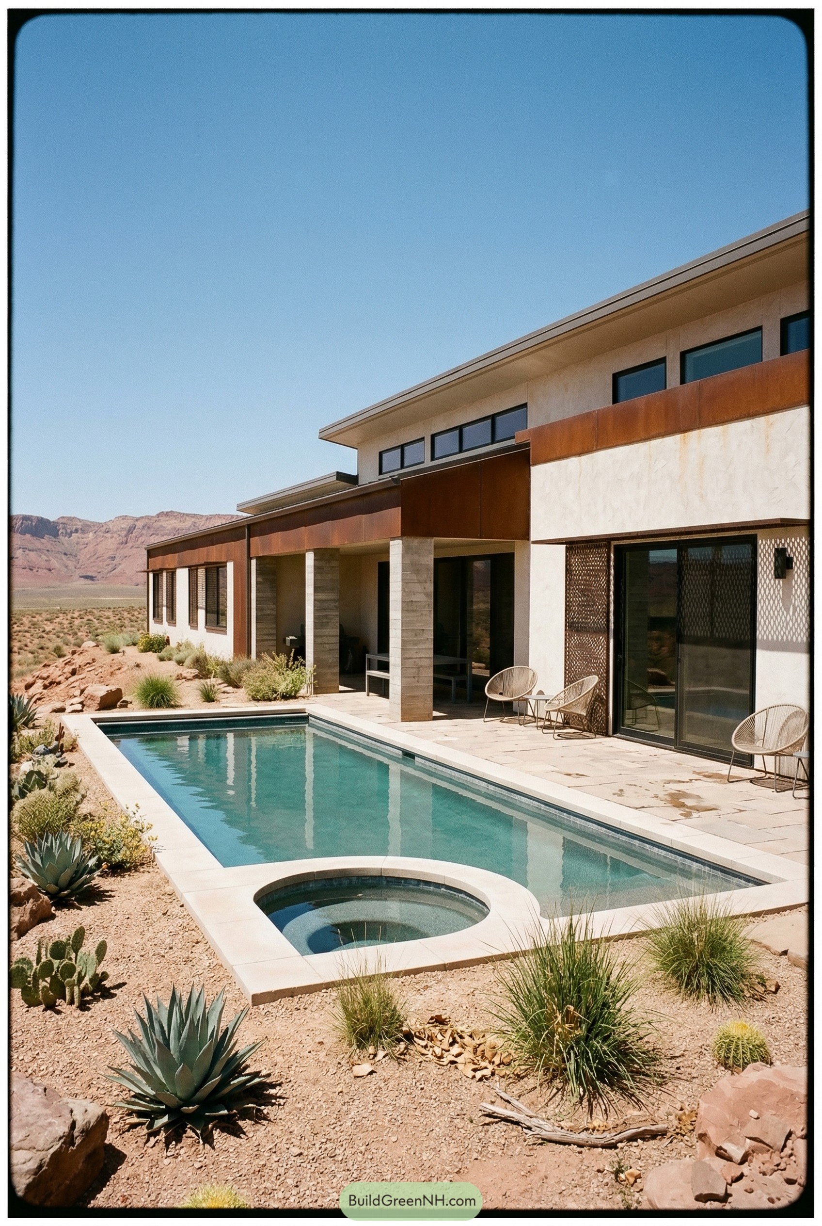 Modern desert ranch with lap pool and spa