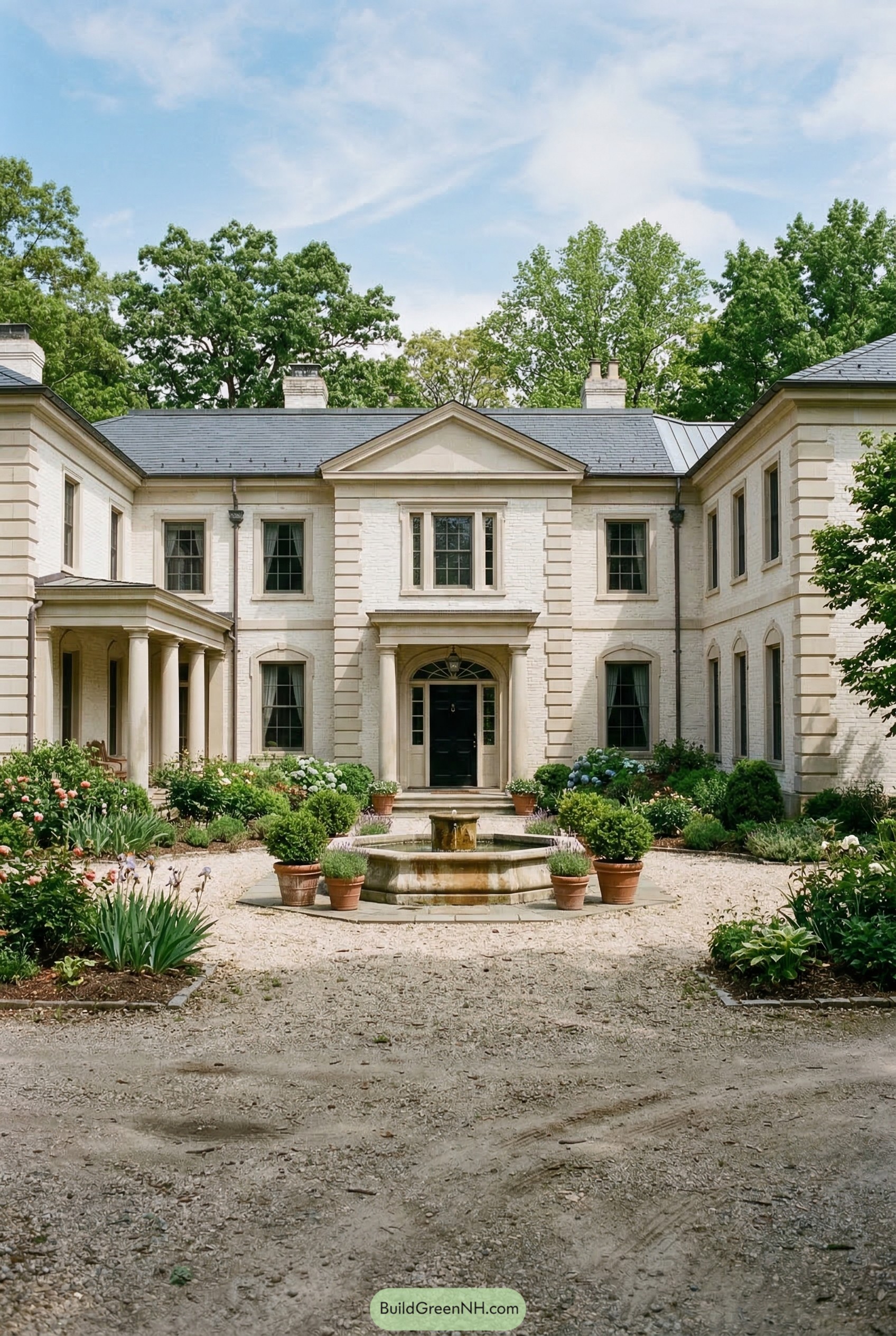 Neoclassical courtyard house with fountain