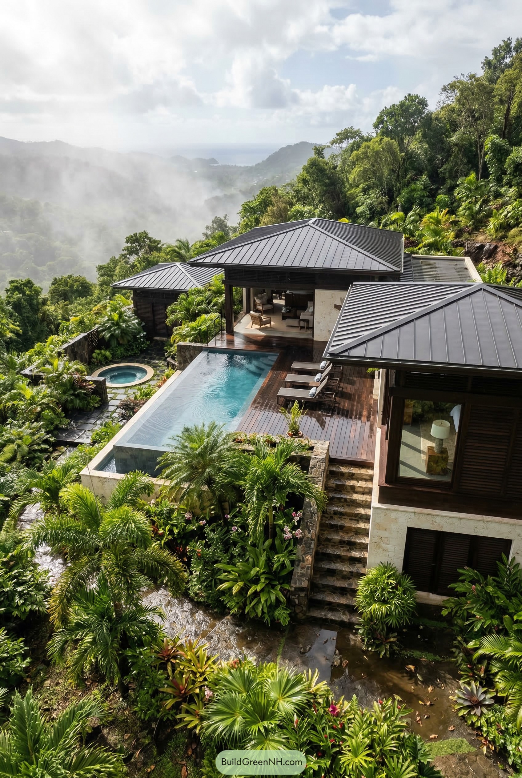 Tropical hillside villa with infinity pool
