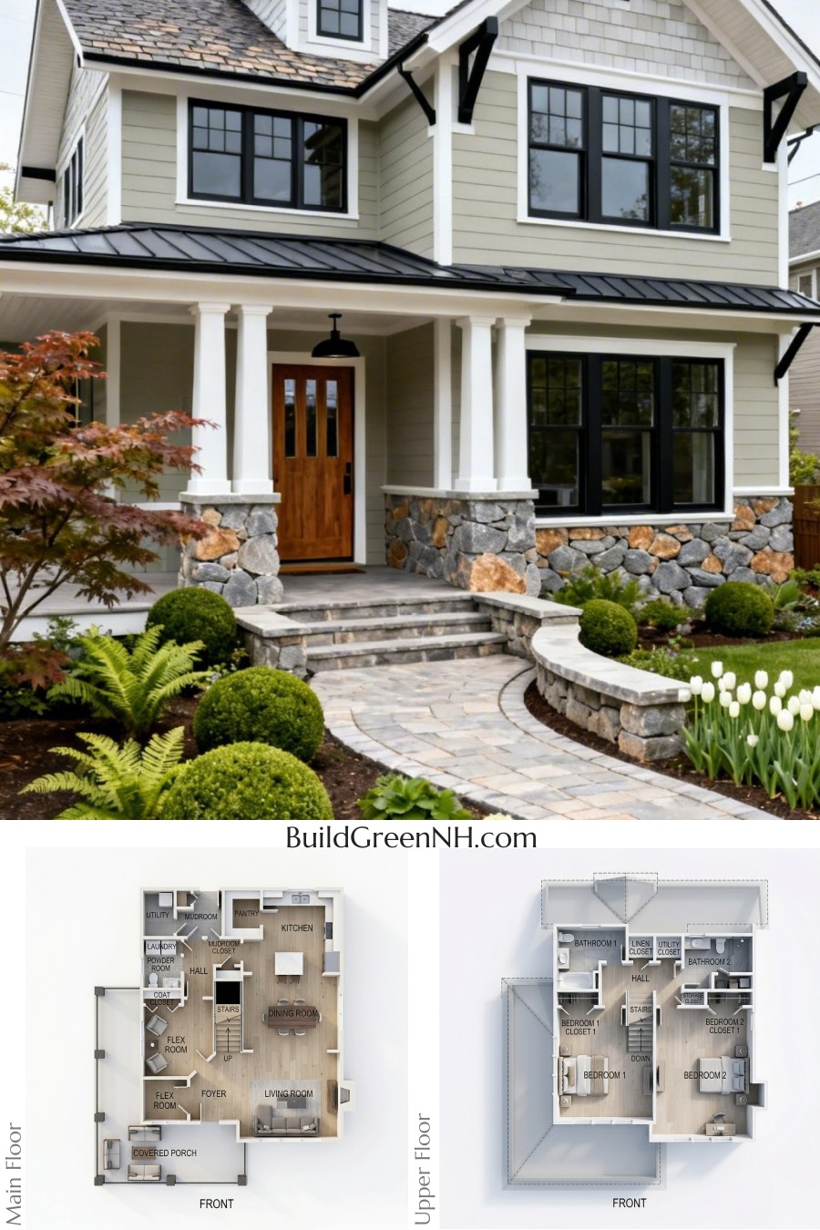 Porchside Cottage With Bold Stone Accents Floor Plan