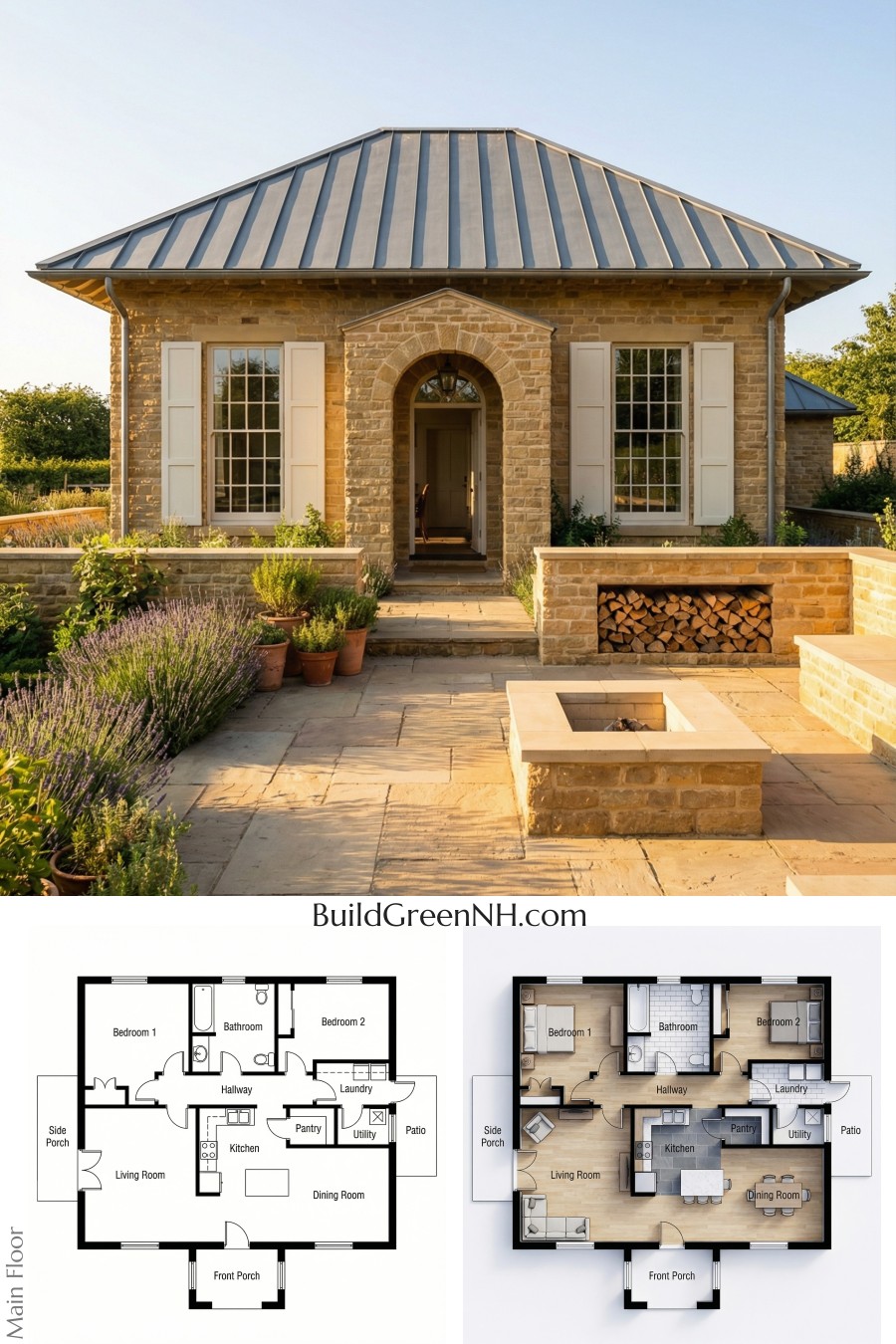Sunlit Stone Cottage With Garden Terrace Floor Plan