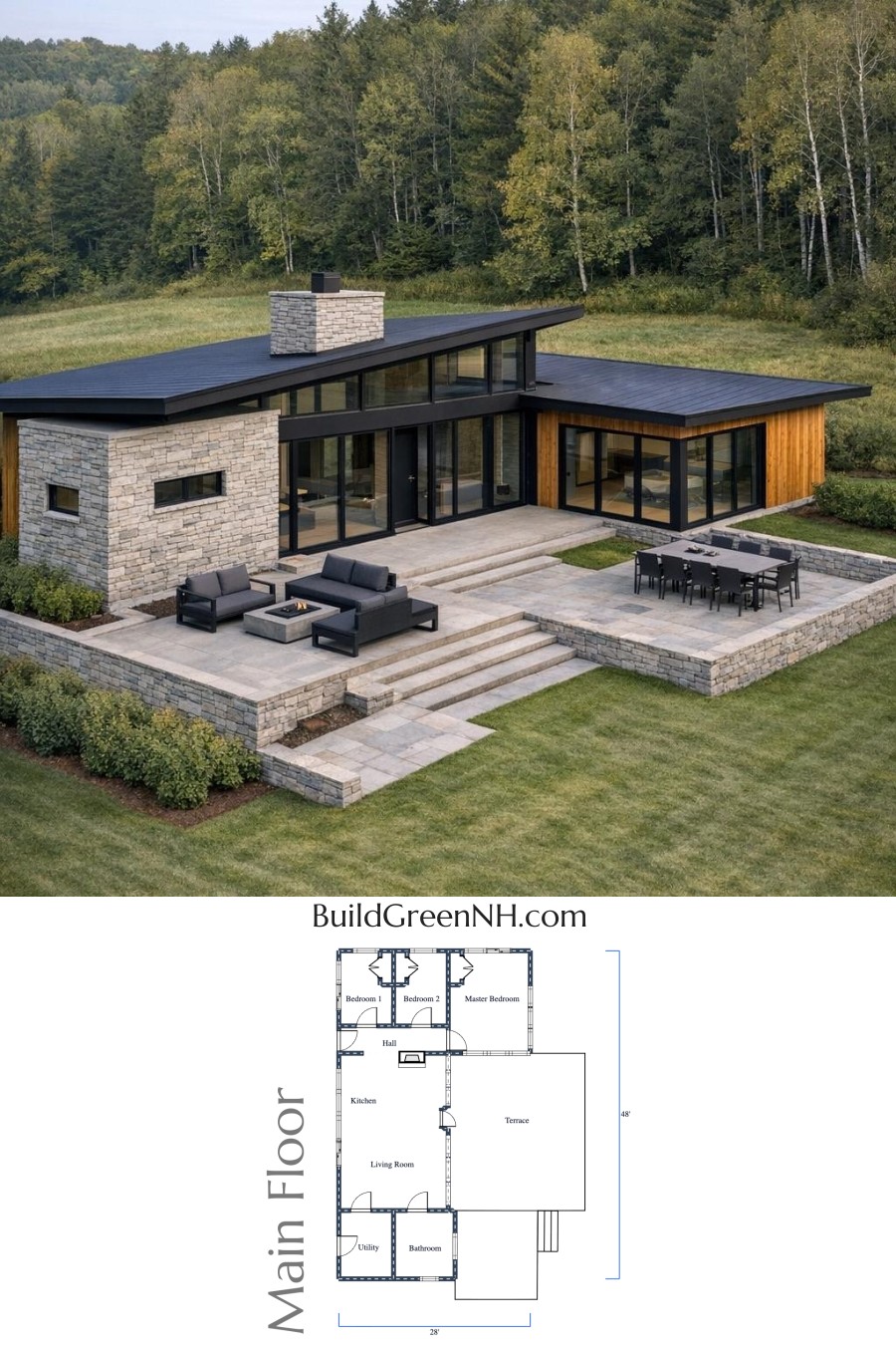 Hillside Stone And Glass Lounge Cabin Floor Plan