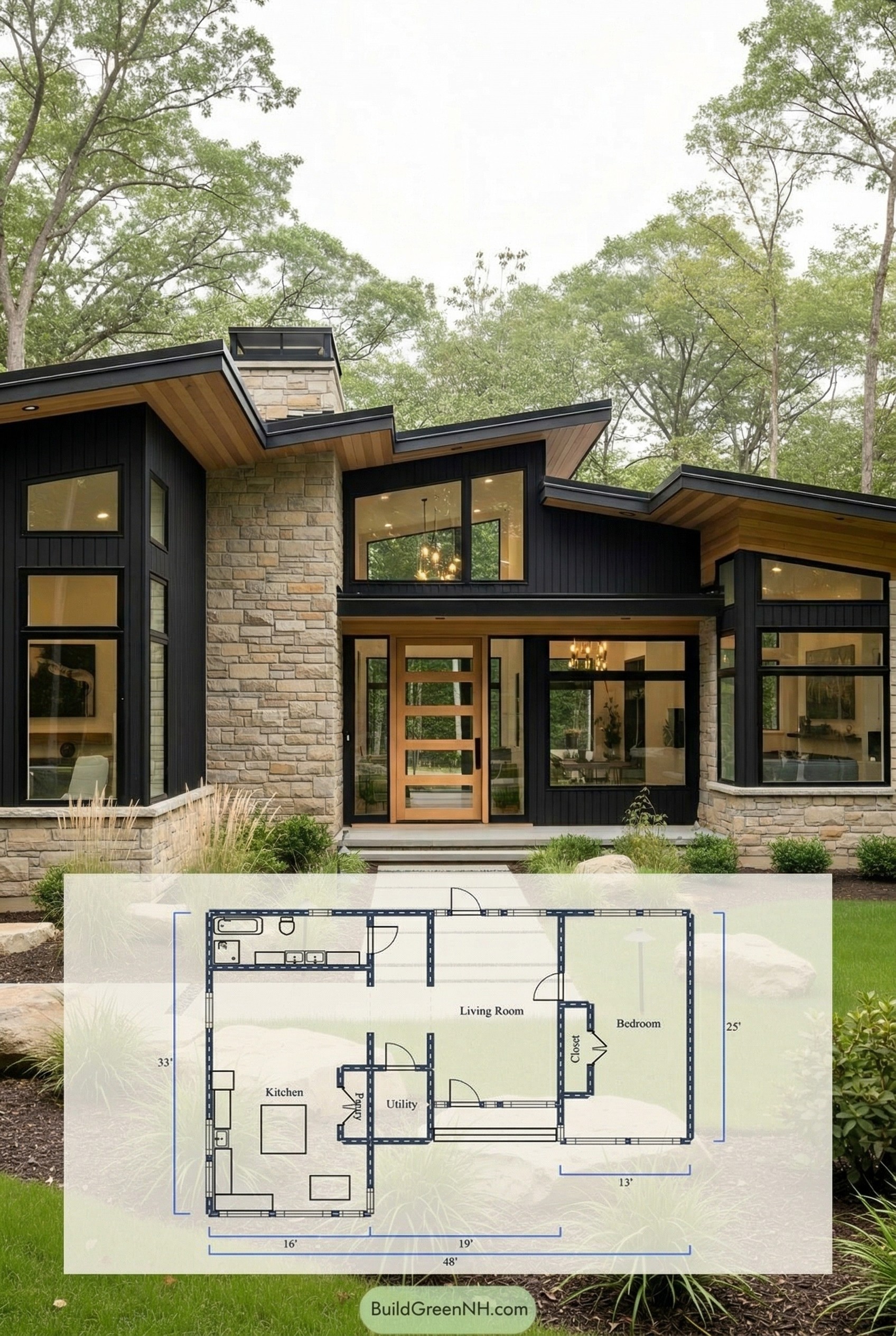 Ranch Harmony: The Stone and Timber Fusion Floor Plan
