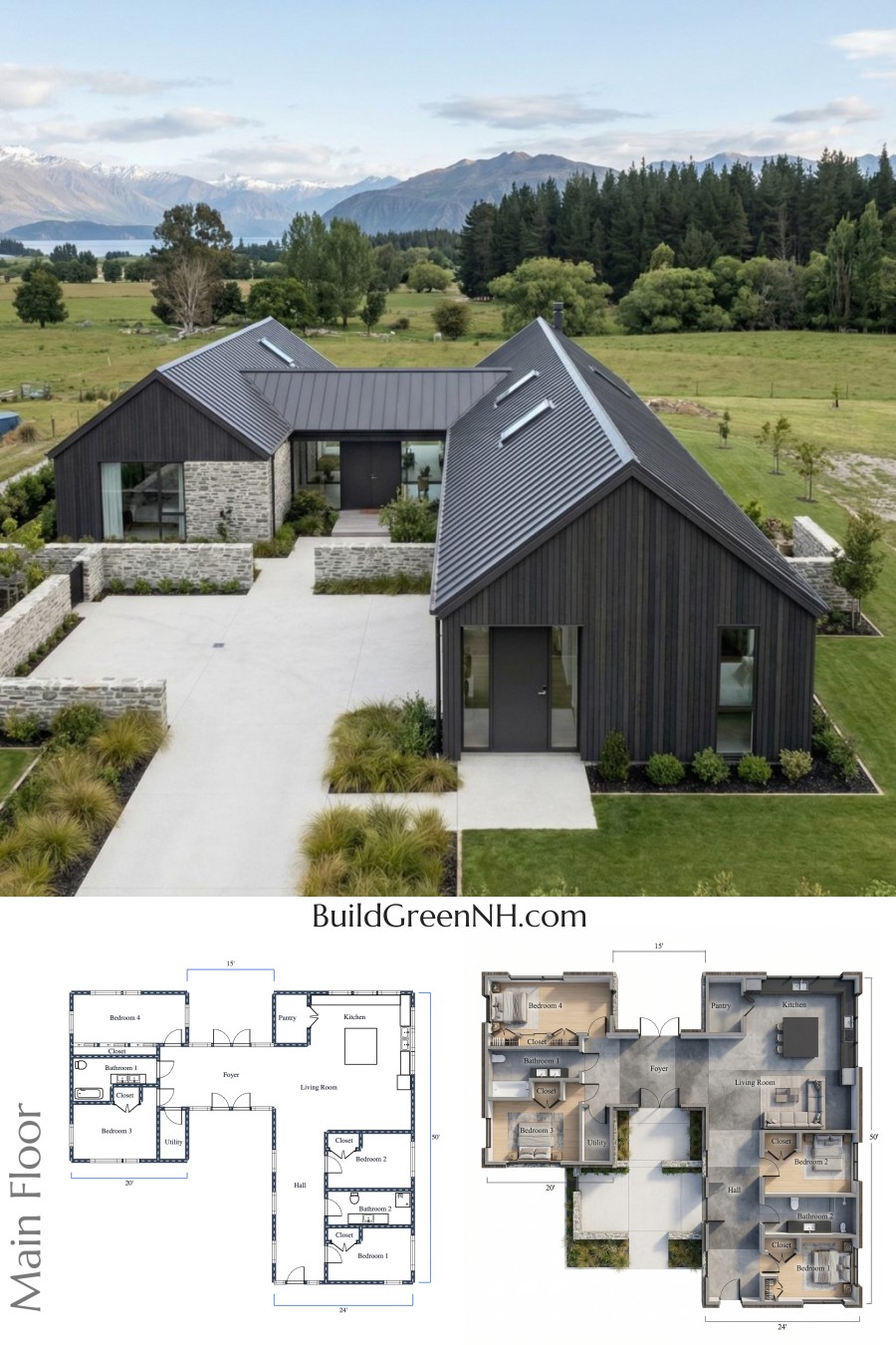 Alpine Courtyard Longhouse Retreat Floor Plan