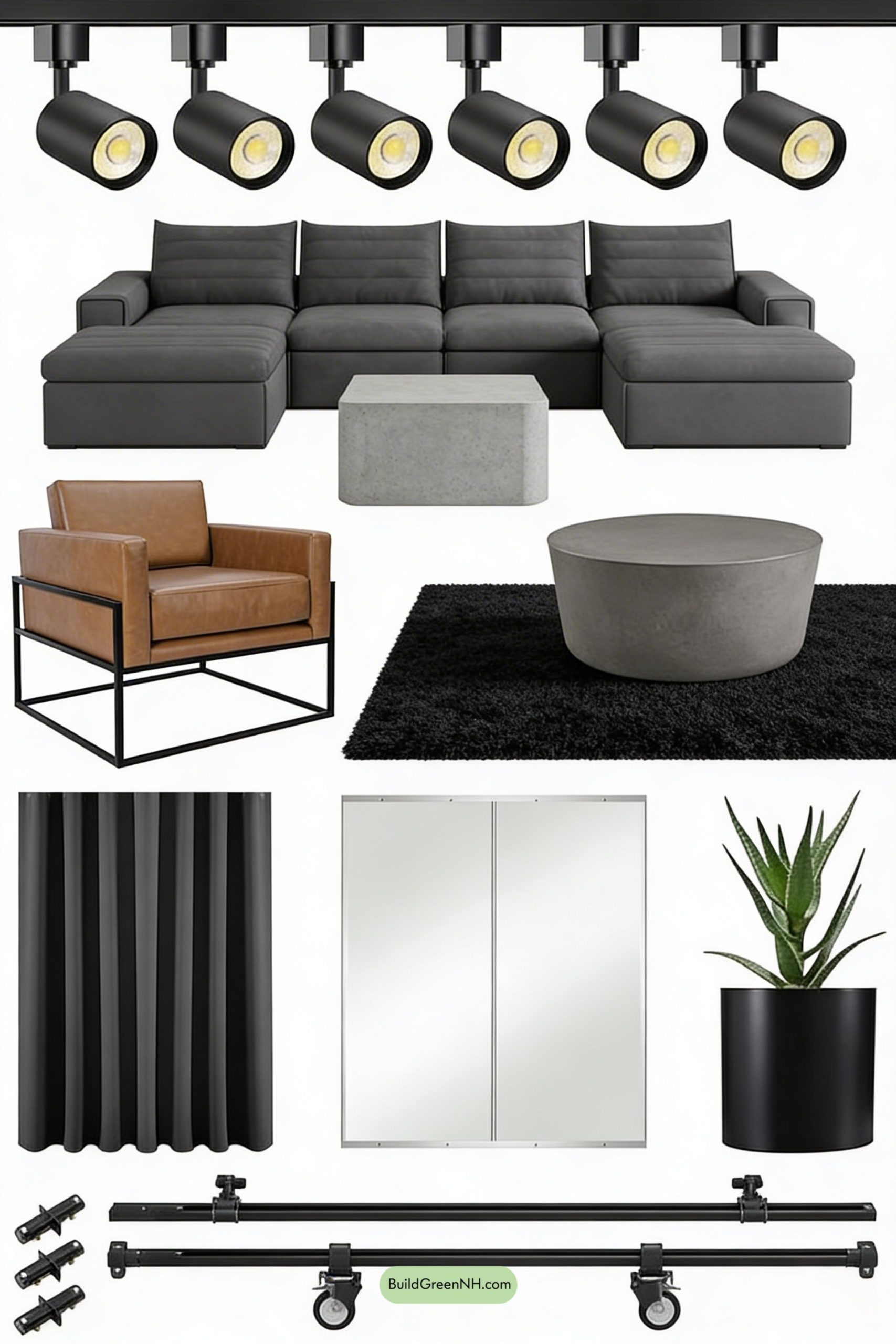 Moodboard for Skyline Mural Loft Living Room