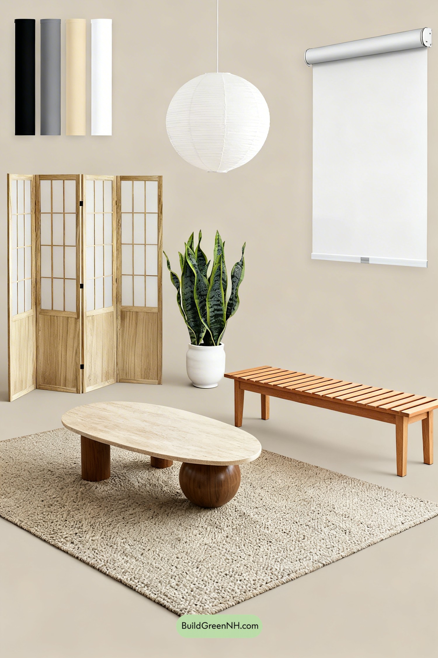 Moodboard for Japandi Sunroom with Shoji Calm
