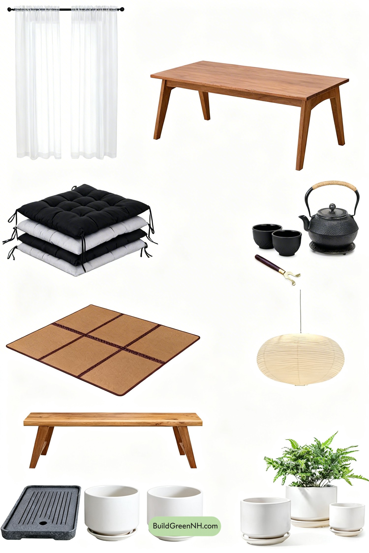 Moodboard for Sunlit Tea Nook with Tatami Calm