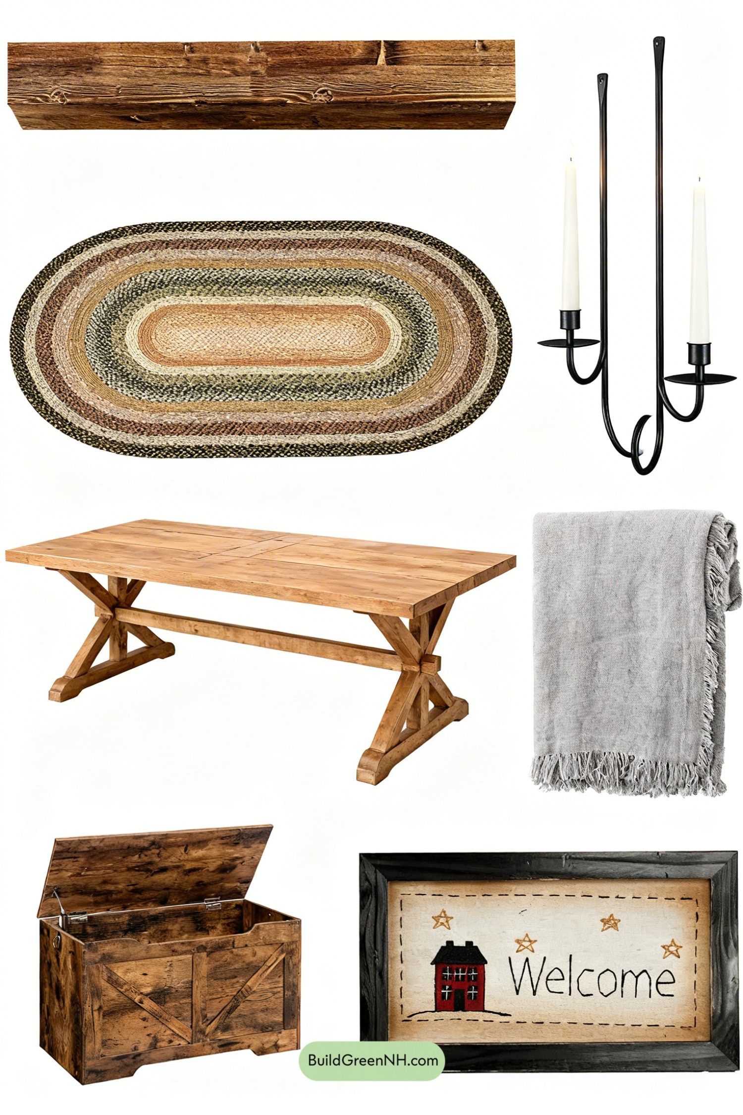 Moodboard for Candlelit Stone Hearth, Barn-Red Built-ins