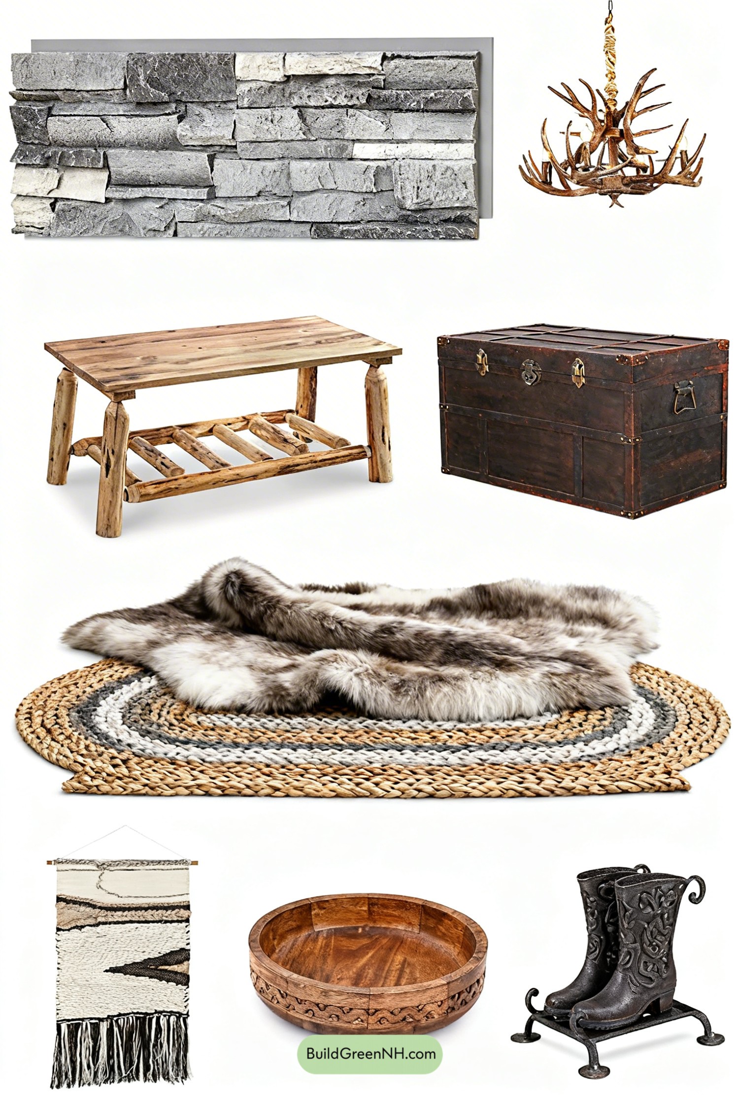Moodboard for Stone Hearth, Timber Beams, Lodge Soul