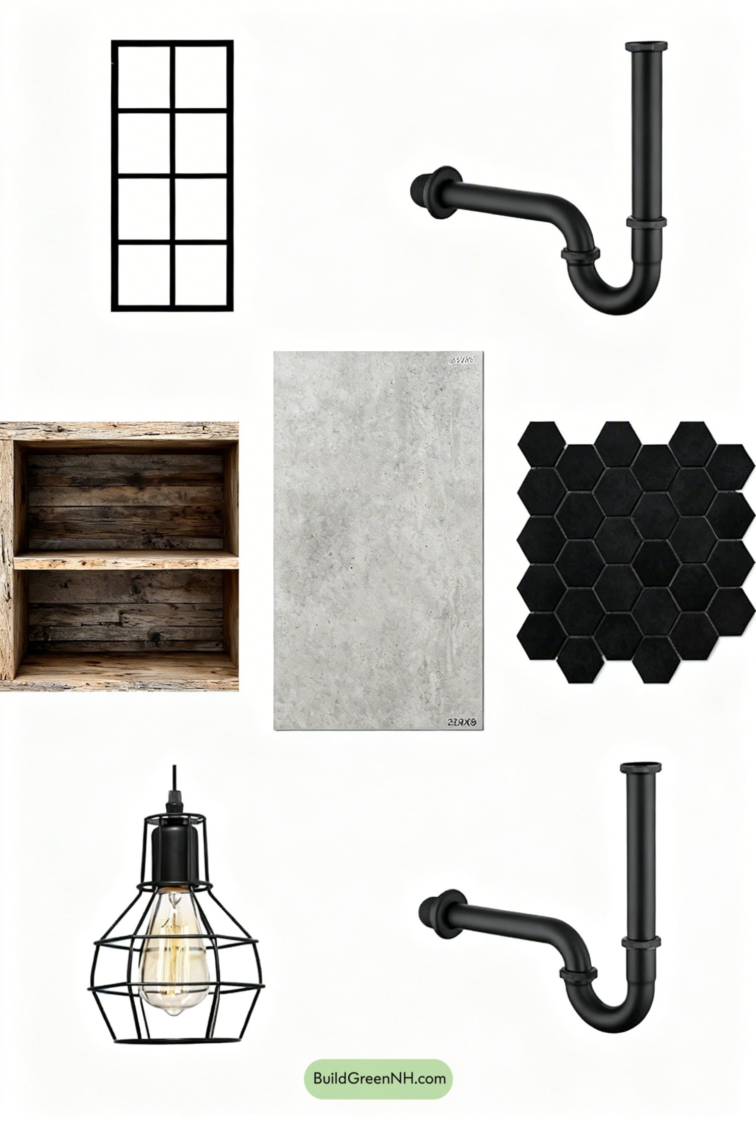 Moodboard for Industrial Micro Bath, Big Attitude