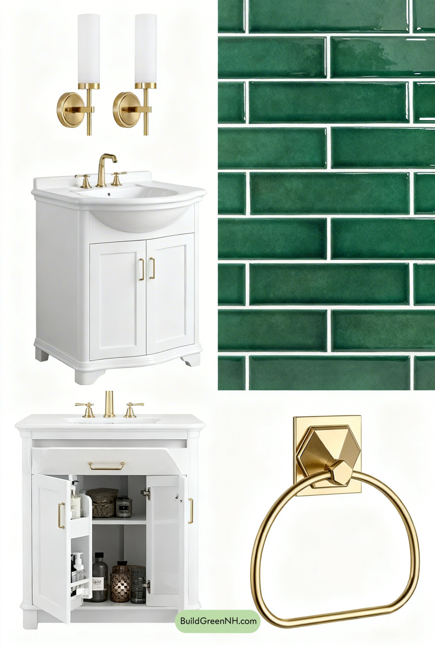 Moodboard for Emerald Art Deco Tiny Bath Glam