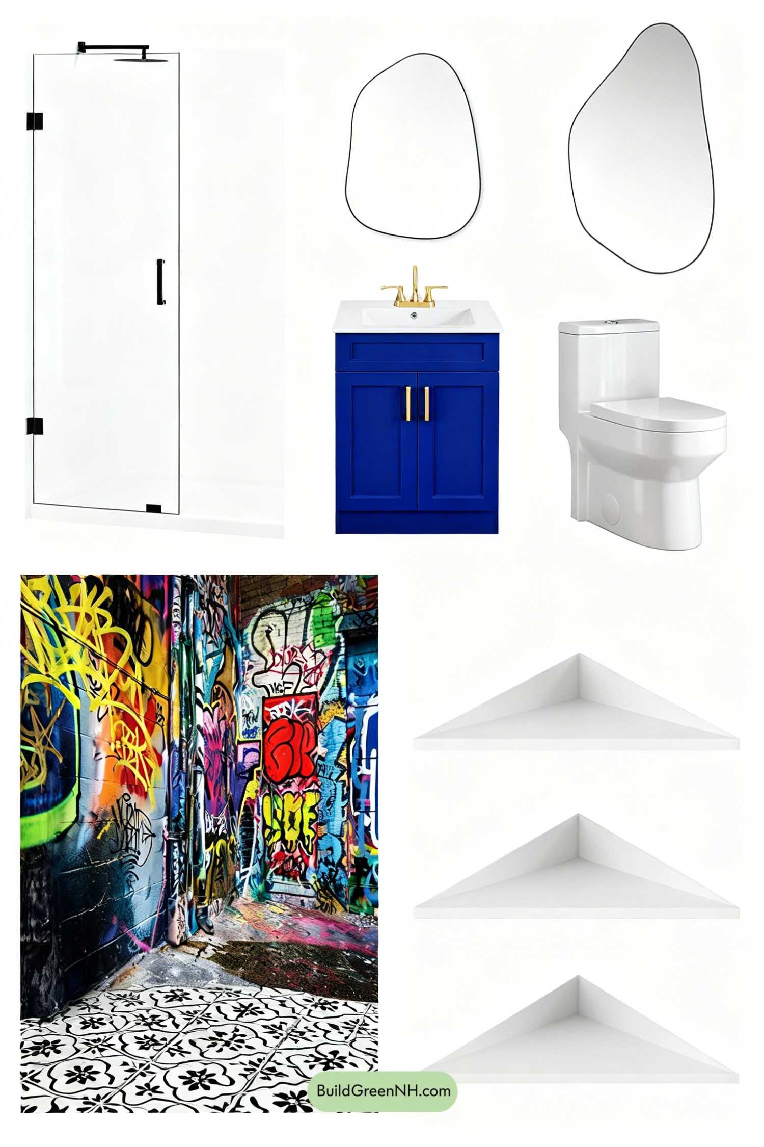 Moodboard for Maximalist Micro Bath, Big Personality