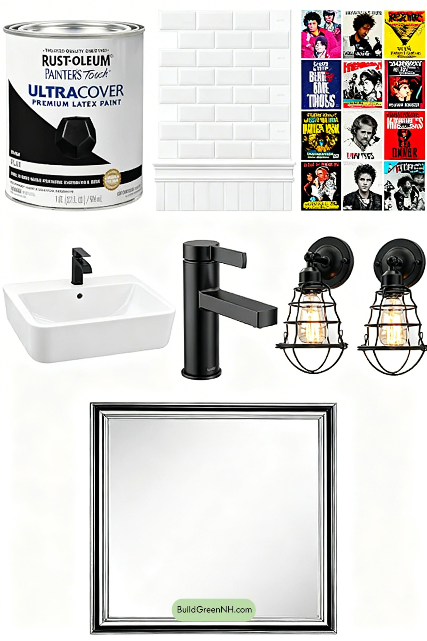 Moodboard for Backstage-Punk Vanity With Subway Tile Edge