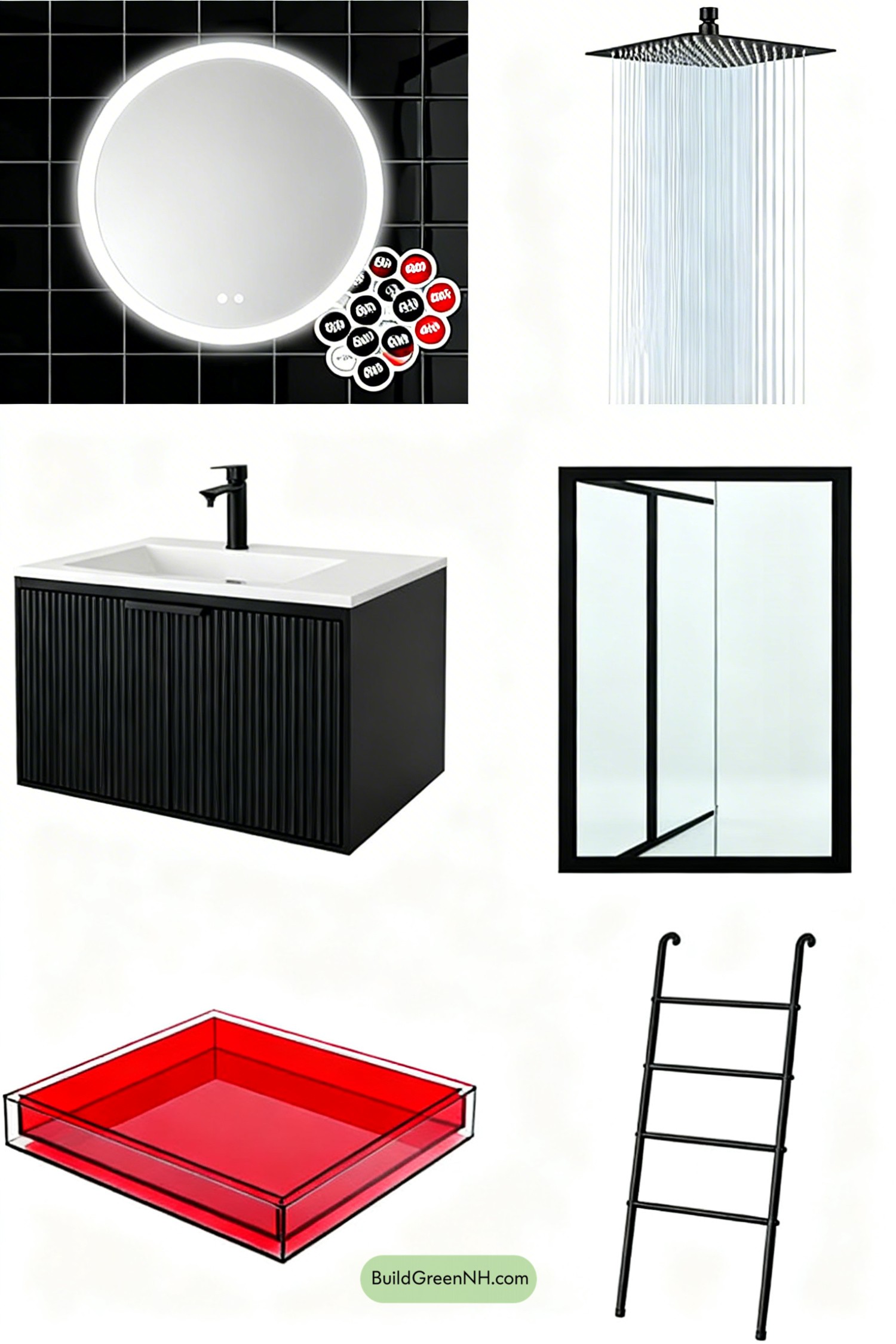 Moodboard for Neon Punk Bathroom, Club-Ready Swagger