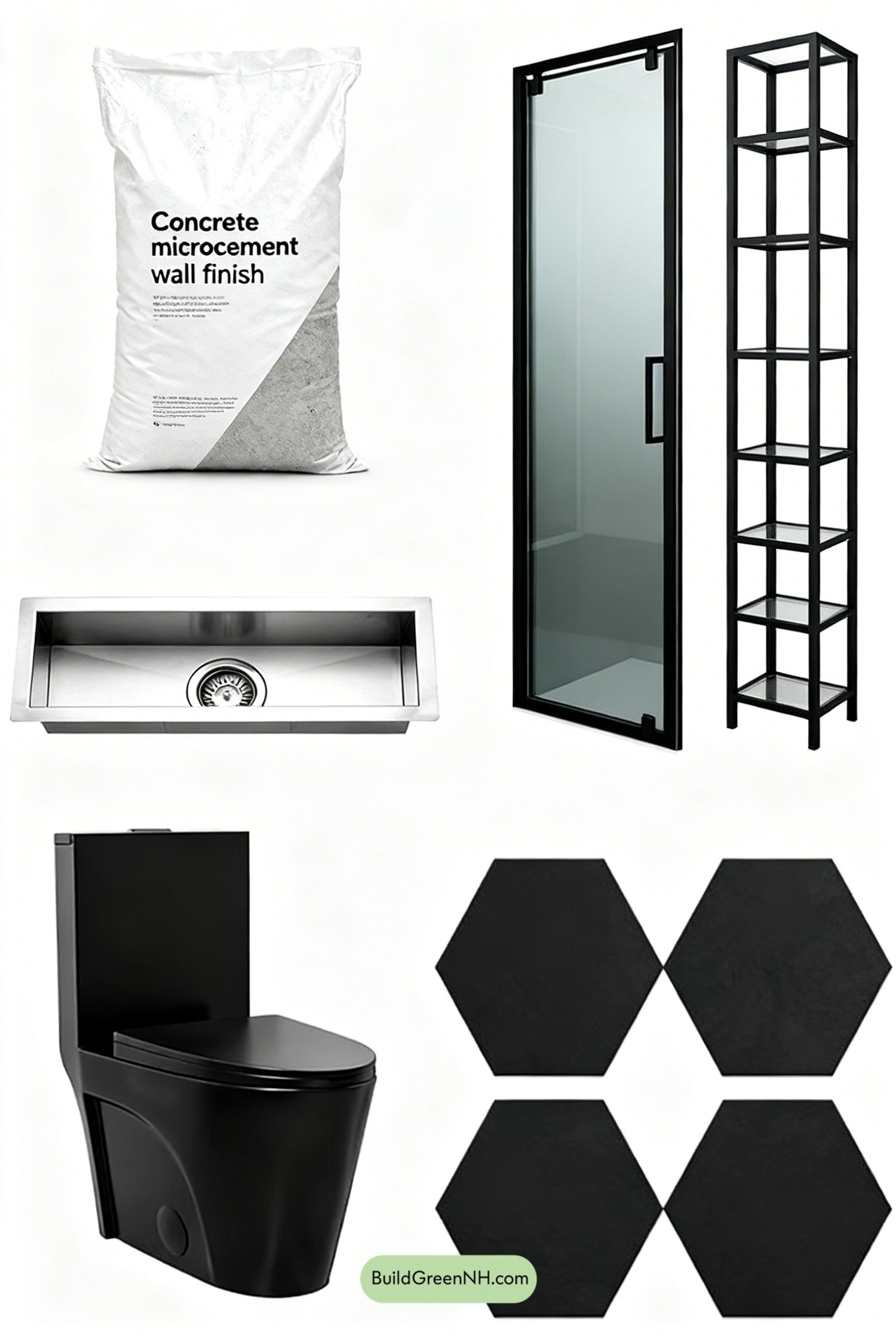 Moodboard for Glitch-Punk Neon Concrete Bathroom