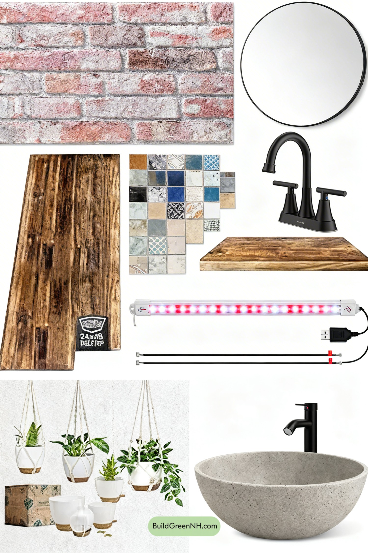 Moodboard for Eco-Punk Patchwork Bathroom With Attitude