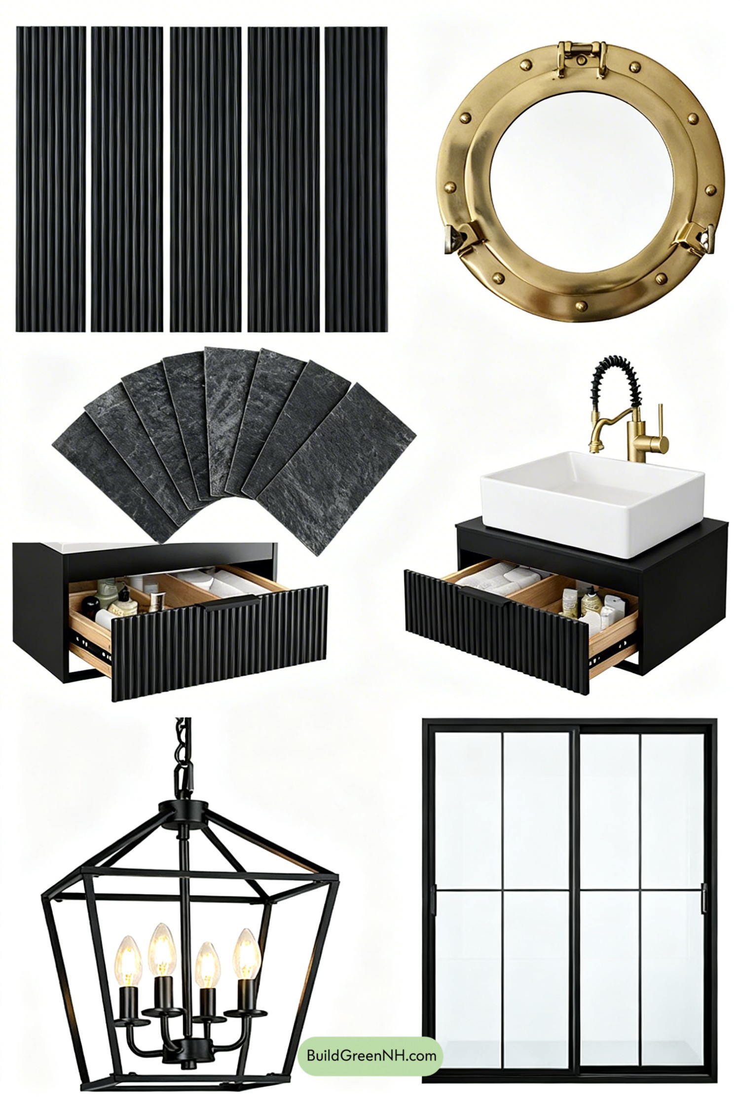 Moodboard for Nautical-Punk Bunker Bathroom