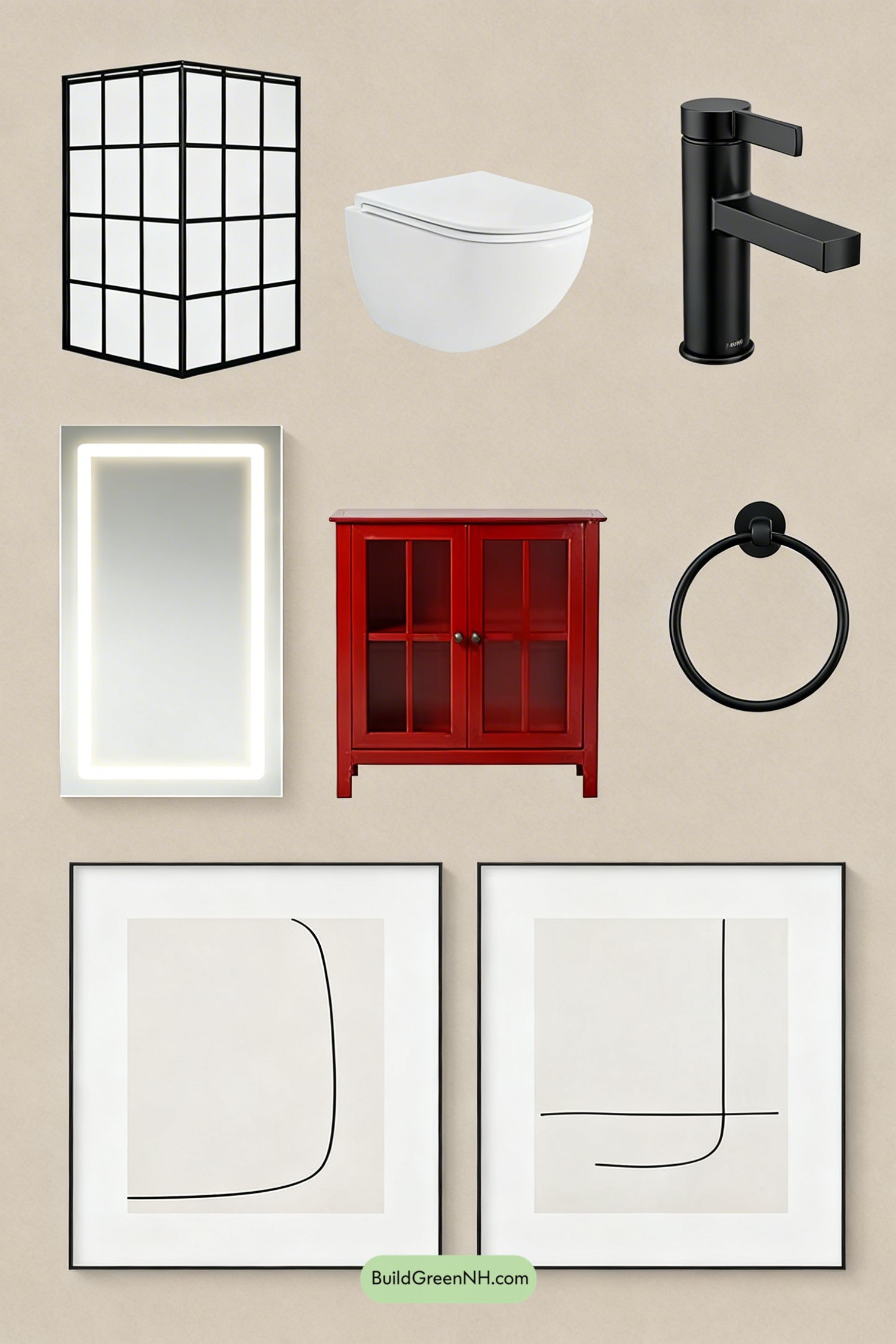 Moodboard for Bauhaus Block Party Bathroom