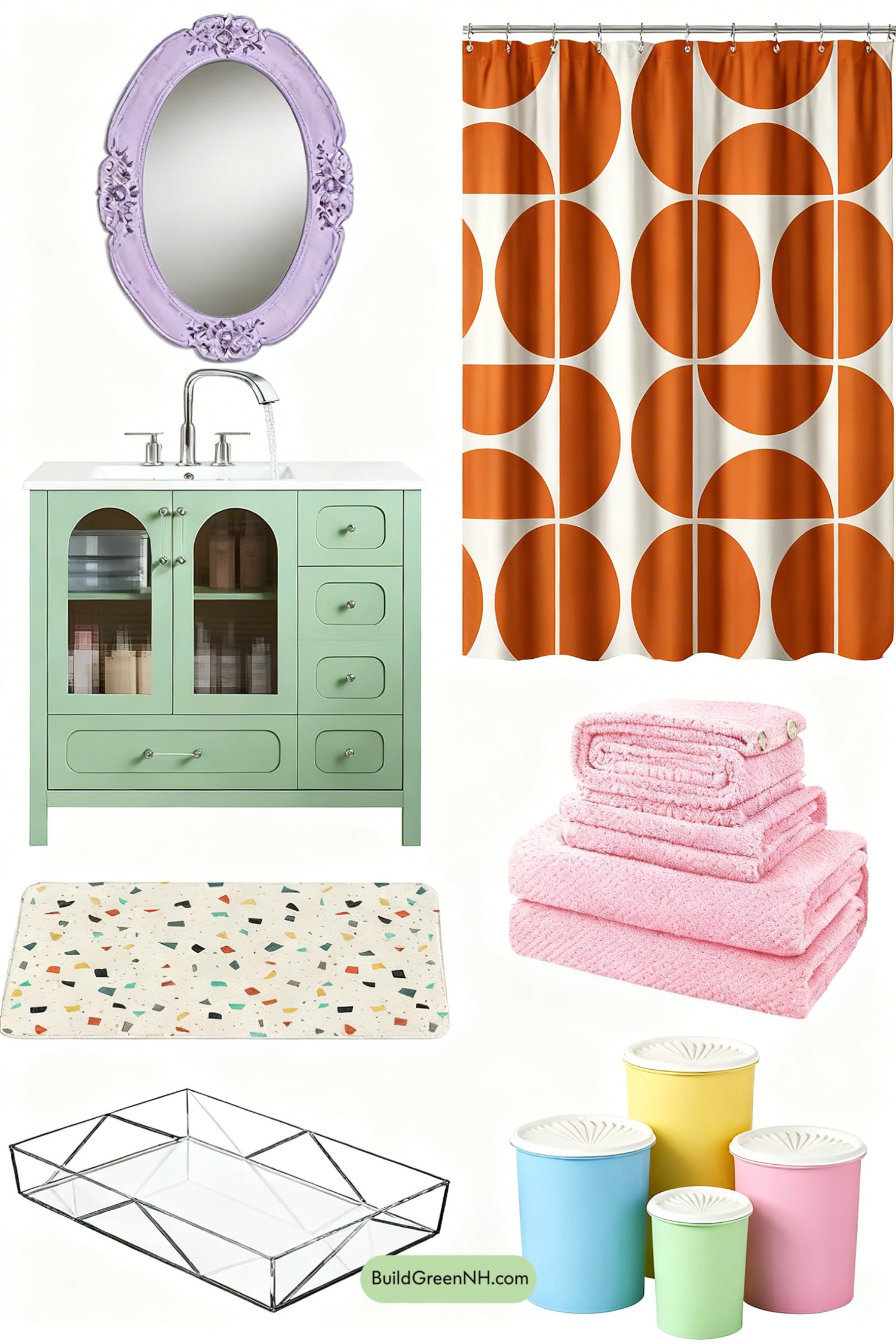 Moodboard for Pastel Memphis Bathroom, Set-Ready Fun