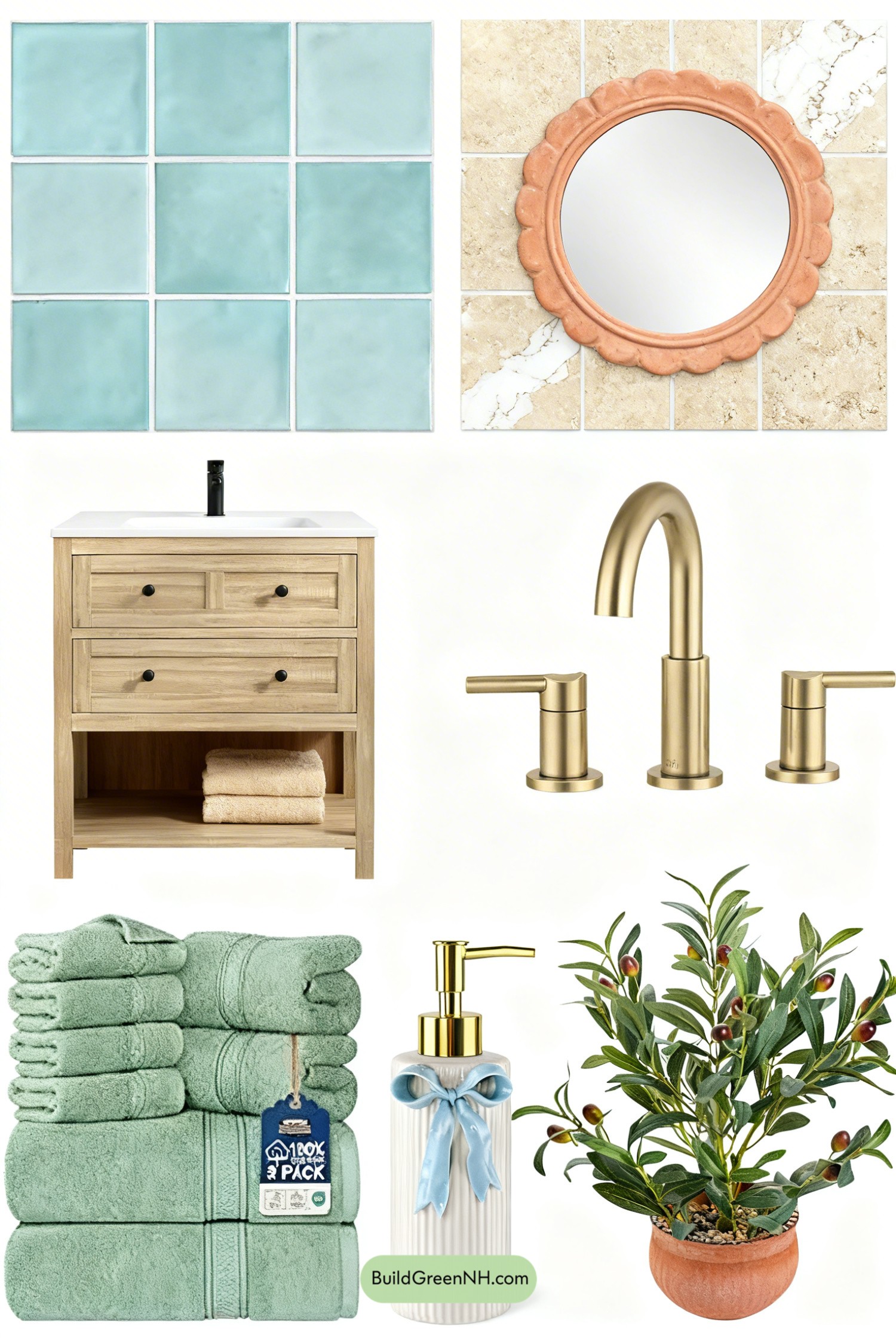 Moodboard for Terracotta Plaster Vanity with Mint Pop